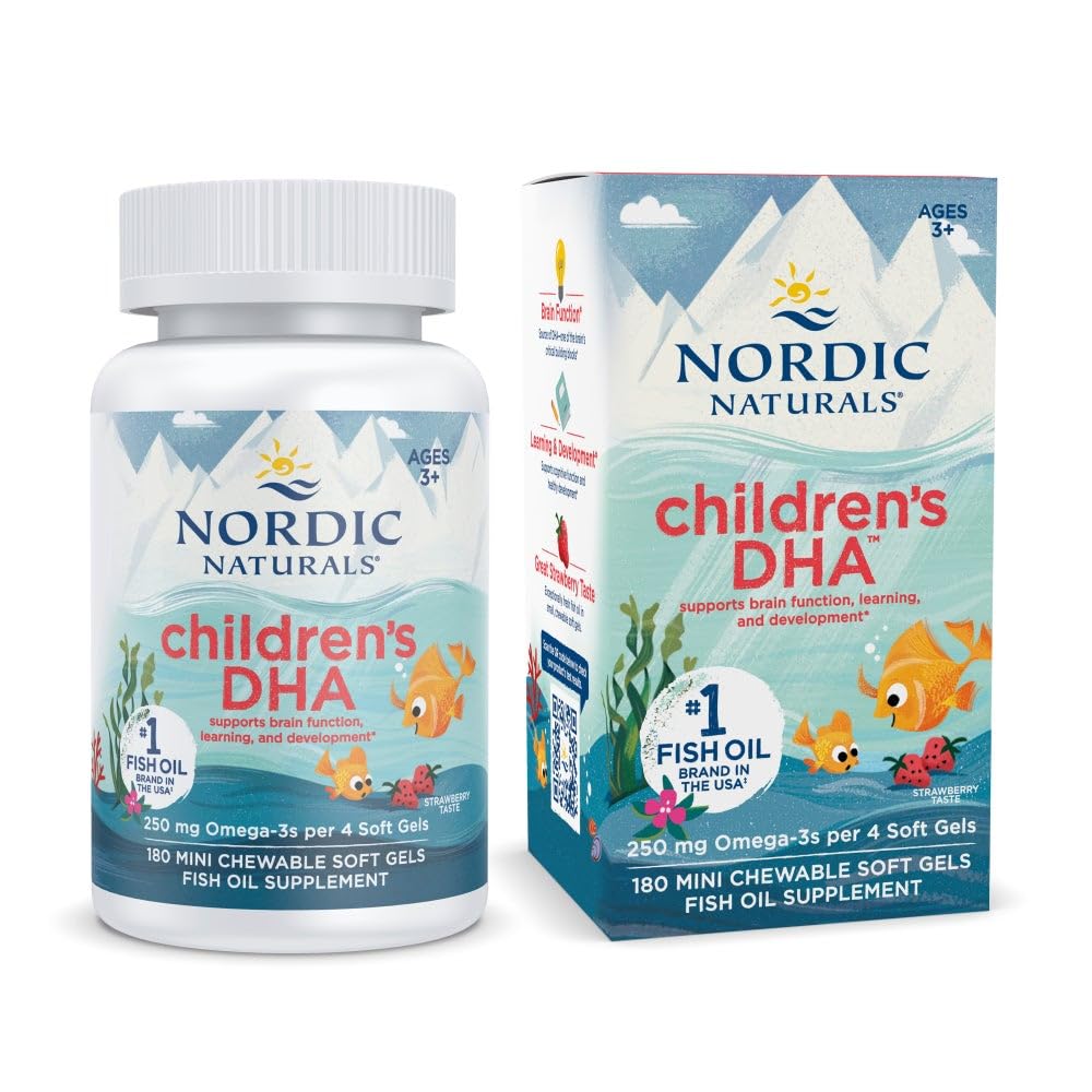 Nordic Naturals Children's DHA Strawberry – 360 Mini Chews, 250 mg Omega-3 (EPA & DHA) | Non-GMO, 90 Servings - Image 9