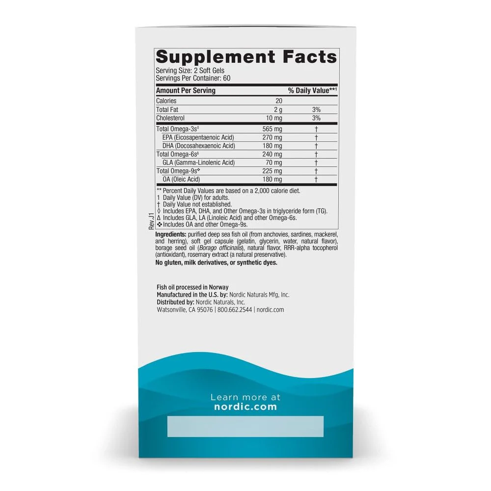 Nordic Naturals Complete Omega Lemon Flavor - 120 Soft Gels | EPA & DHA + GLA - Image 2