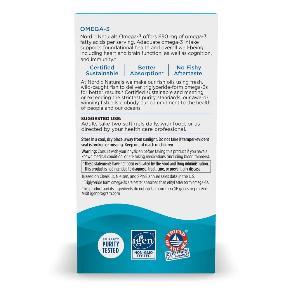 Nordic Naturals Omega-3 Lemon – 180 Soft Gels | 690 mg EPA/DHA | 90 Servings | Non-GMO - Image 4