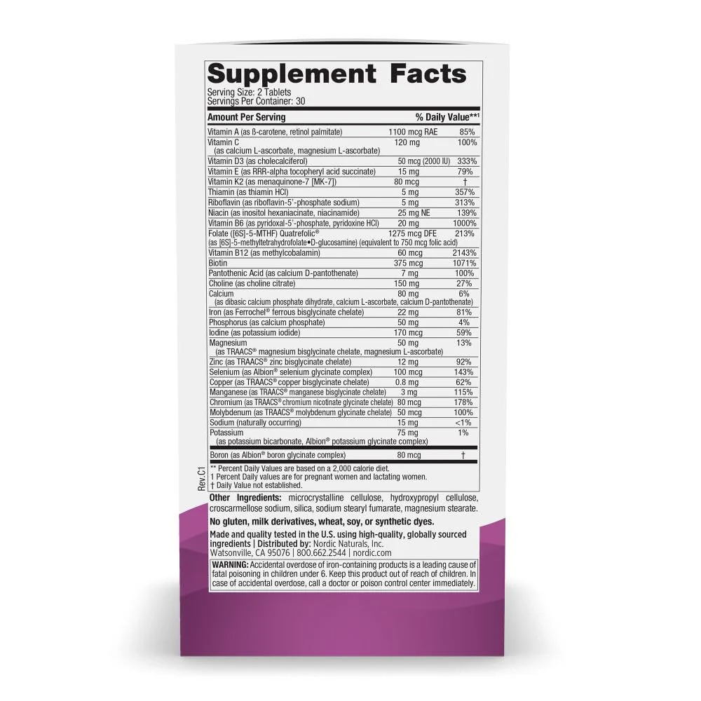 Nordic Naturals Prenatal Multivitamin for Women – 60 Vegetarian Tablets, 22 Essential Nutrients - Image 2