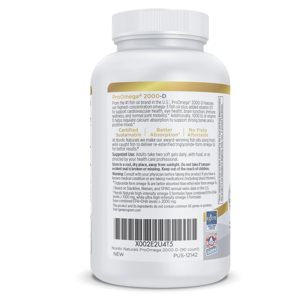 Nordic Naturals ProOmega 2000-D Lemon - 90 Soft Gels, 2150 mg Omega-3 + 1000 IU Vitamin D3 - Image 4