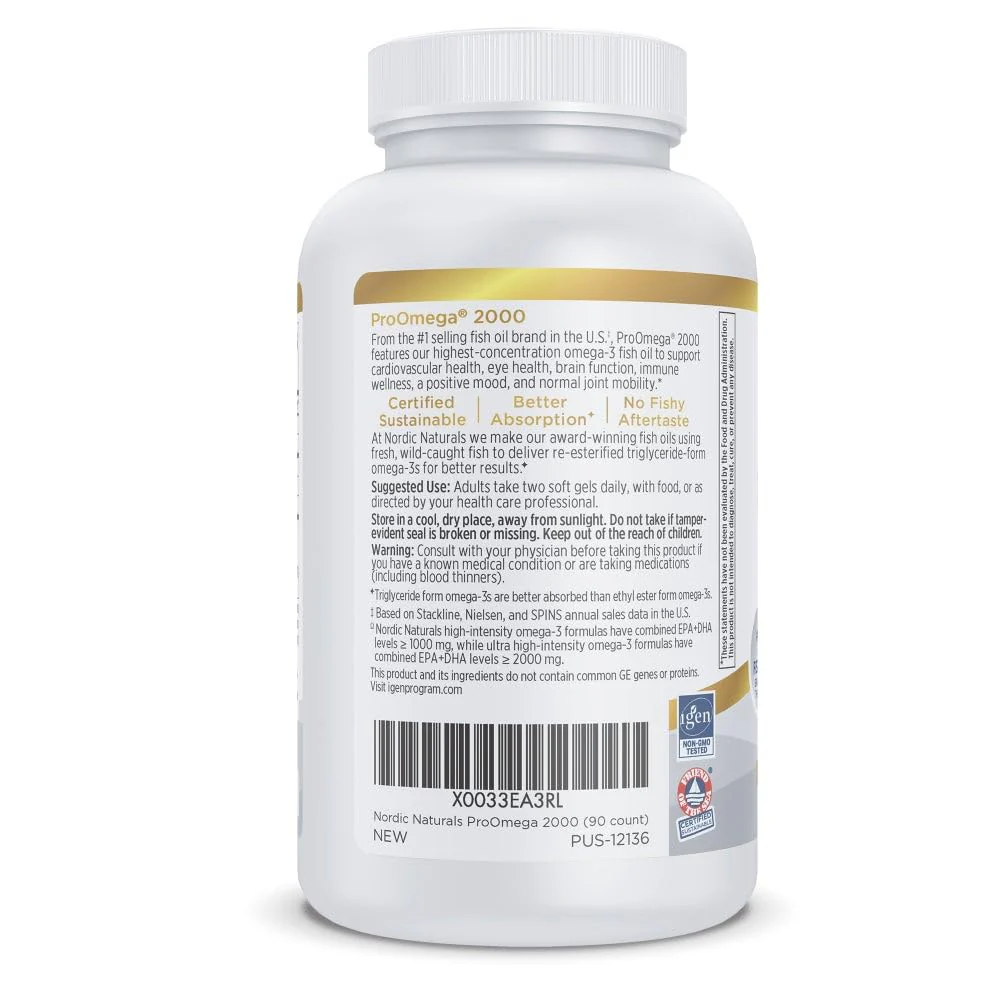 Nordic Naturals ProOmega 2000 Lemon Flavor – Ultra High-Potency Omega-3 (EPA & DHA) – 90 Soft Gels - Image 4