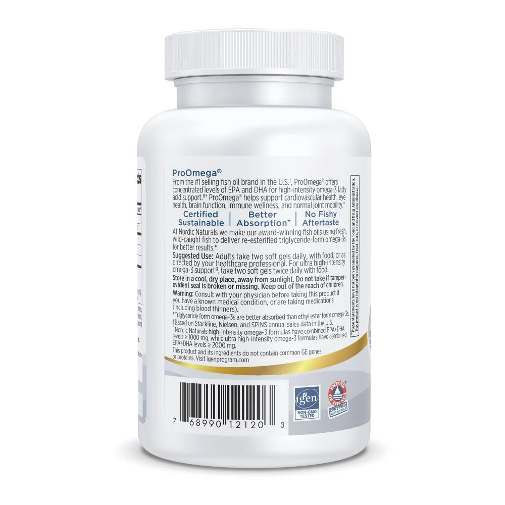 Nordic Naturals ProOmega Lemon | 60 Soft Gels, 1280 mg Omega-3 - Image 3