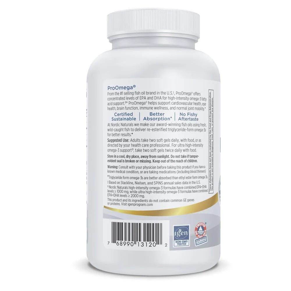 Nordic Naturals ProOmega Lemon Flavor — 120 Soft Gels, 1280 mg Omega-3 (EPA & DHA) for Heart, Brain & Immune Health - Image 4