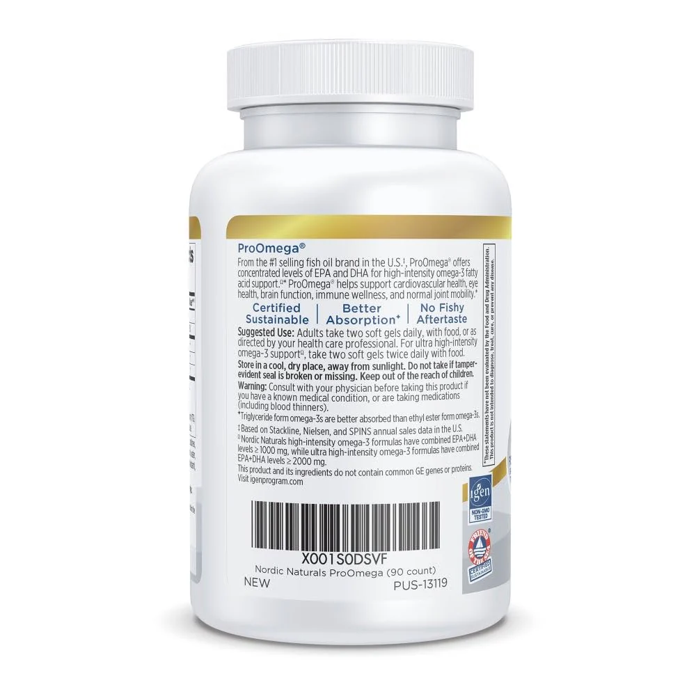 Nordic Naturals ProOmega Lemon Flavor - 90 Soft Gels | 1280 mg Omega-3 (EPA & DHA) | Supports Brain, Heart, Immune Health | Non-GMO - Image 3