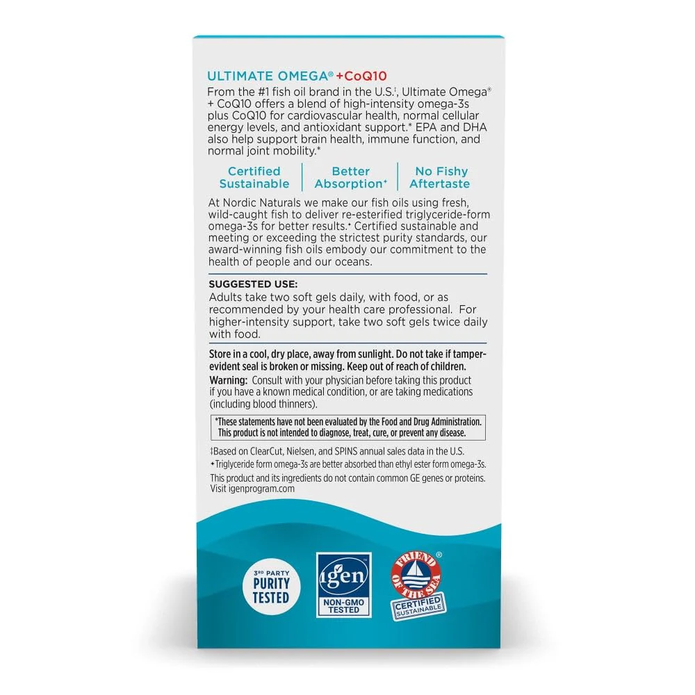 Nordic Naturals Ultimate Omega + CoQ10 Lemon - 120 Soft Gels, 60 Servings | 1280 mg Omega-3 + 100 mg CoQ10 - Image 4