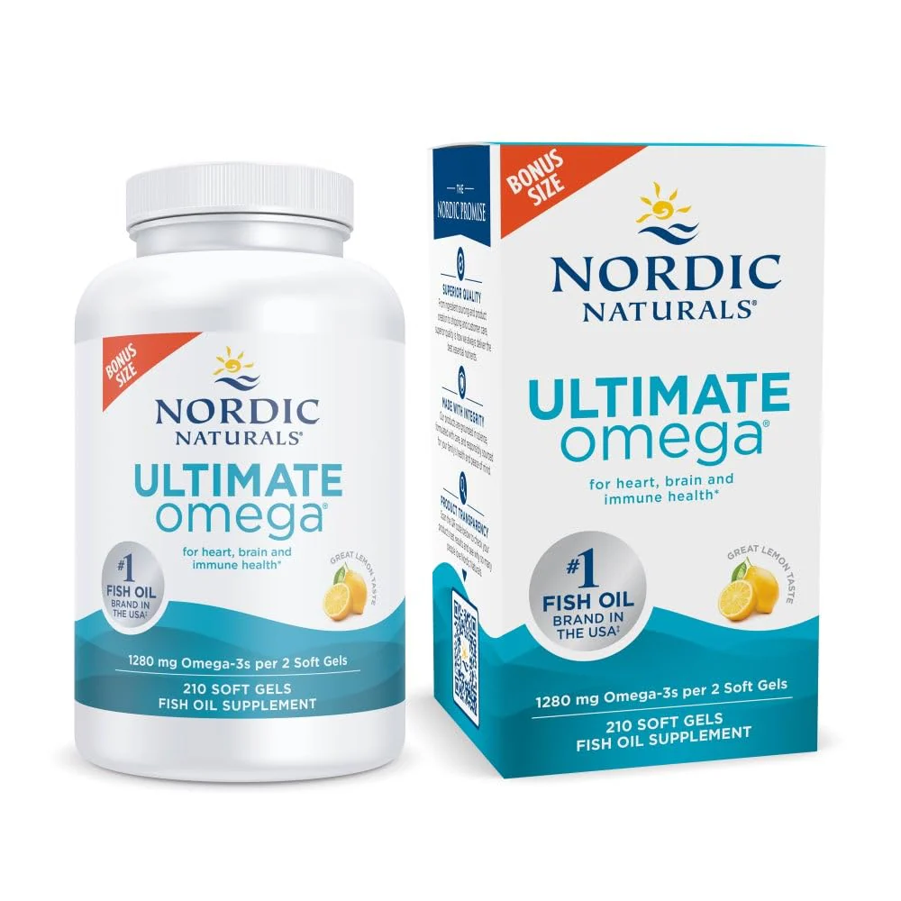 Nordic Naturals Ultimate Omega Lemon Flavor - 210 Soft Gels, 1280 mg Omega-3 | EPA & DHA