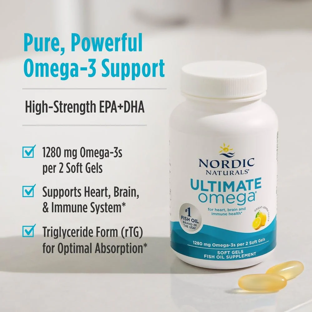 Nordic Naturals Ultimate Omega Lemon Flavor - 210 Soft Gels, 1280 mg Omega-3 | EPA & DHA - Image 2