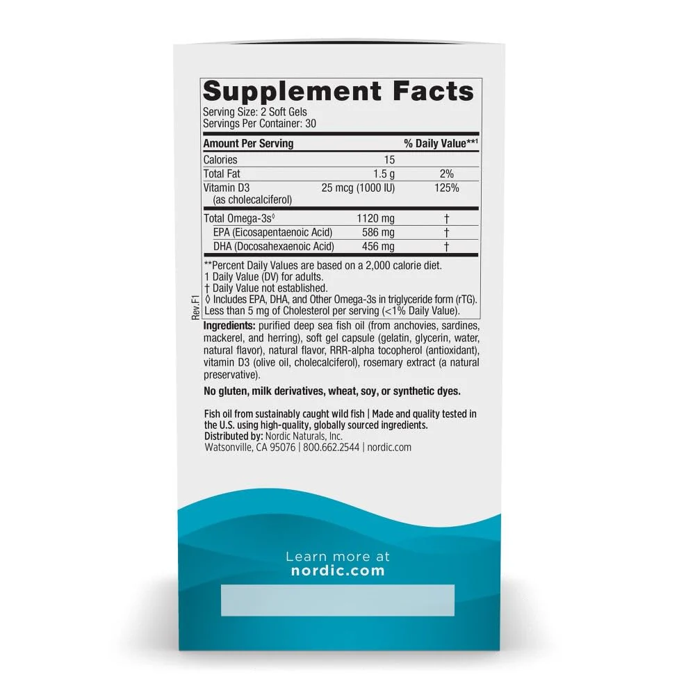 Nordic Naturals Ultimate Omega Mini D3 Lemon | 60 Mini Soft Gels, 1120 mg Omega-3 + 1000 IU Vitamin D3 | EPA & DHA | Brain & Heart Health | 30 Servings - Image 2