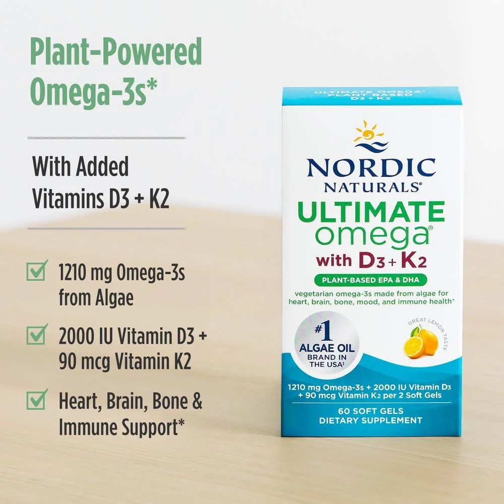 Nordic Naturals Ultimate Omega Plant-Based with Vitamin D3 + K2 – 60 Veggie Soft Gels | 1210 mg Omega-3s, 2000 IU D3, 90 mcg K2 - Image 15