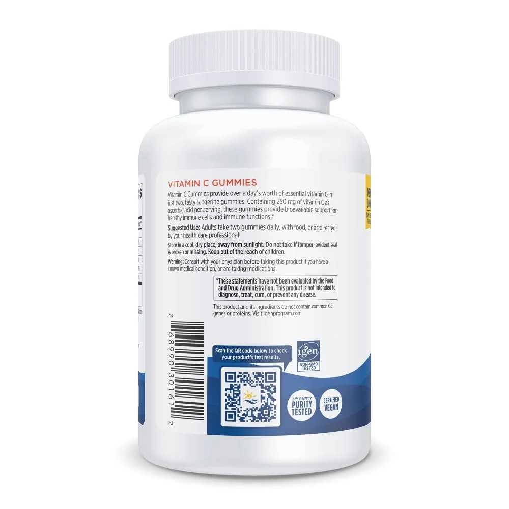 Nordic Naturals Vitamin C Gummies Tart Tangerine – 120 Gummies, 60 Servings per Pack, Vegan & Non-GMO - Image 10