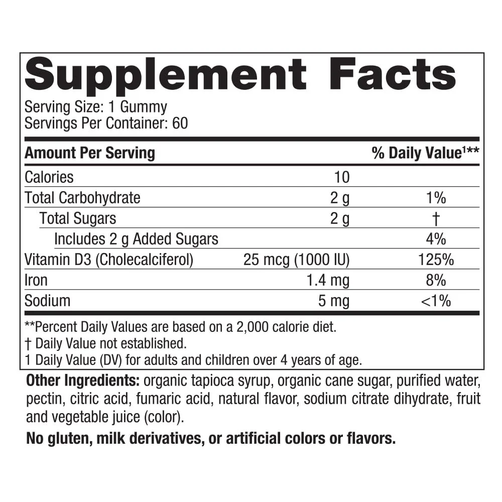 Nordic Naturals Vitamin D3 Gummies Wild Berry - 60 Gummies (2-Pack) 1000 IU | Non-GMO - Image 2