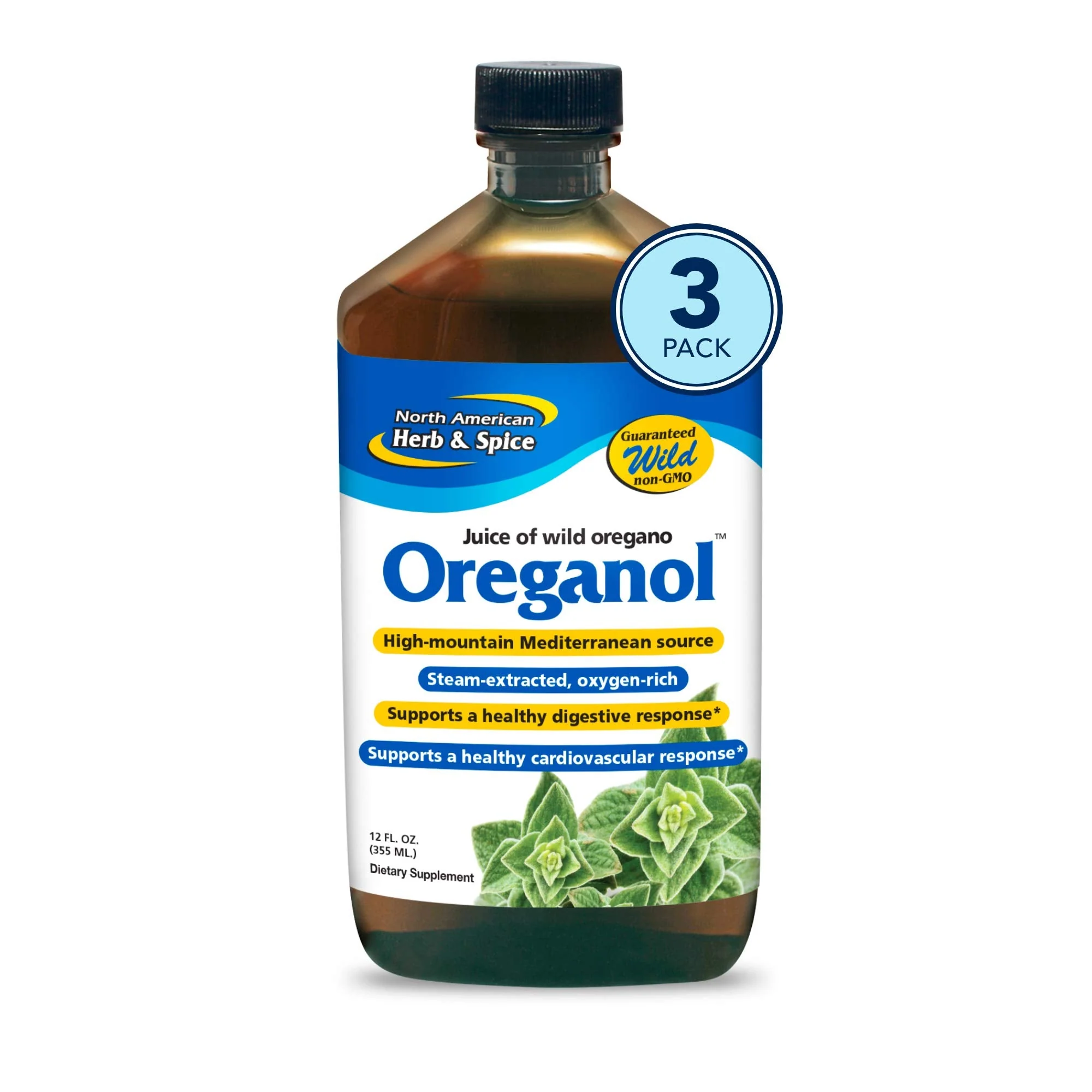 North American Herb & Spice Oreganol P73 Juice – 12 fl oz Pack of 3 | Wild Oregano Oil