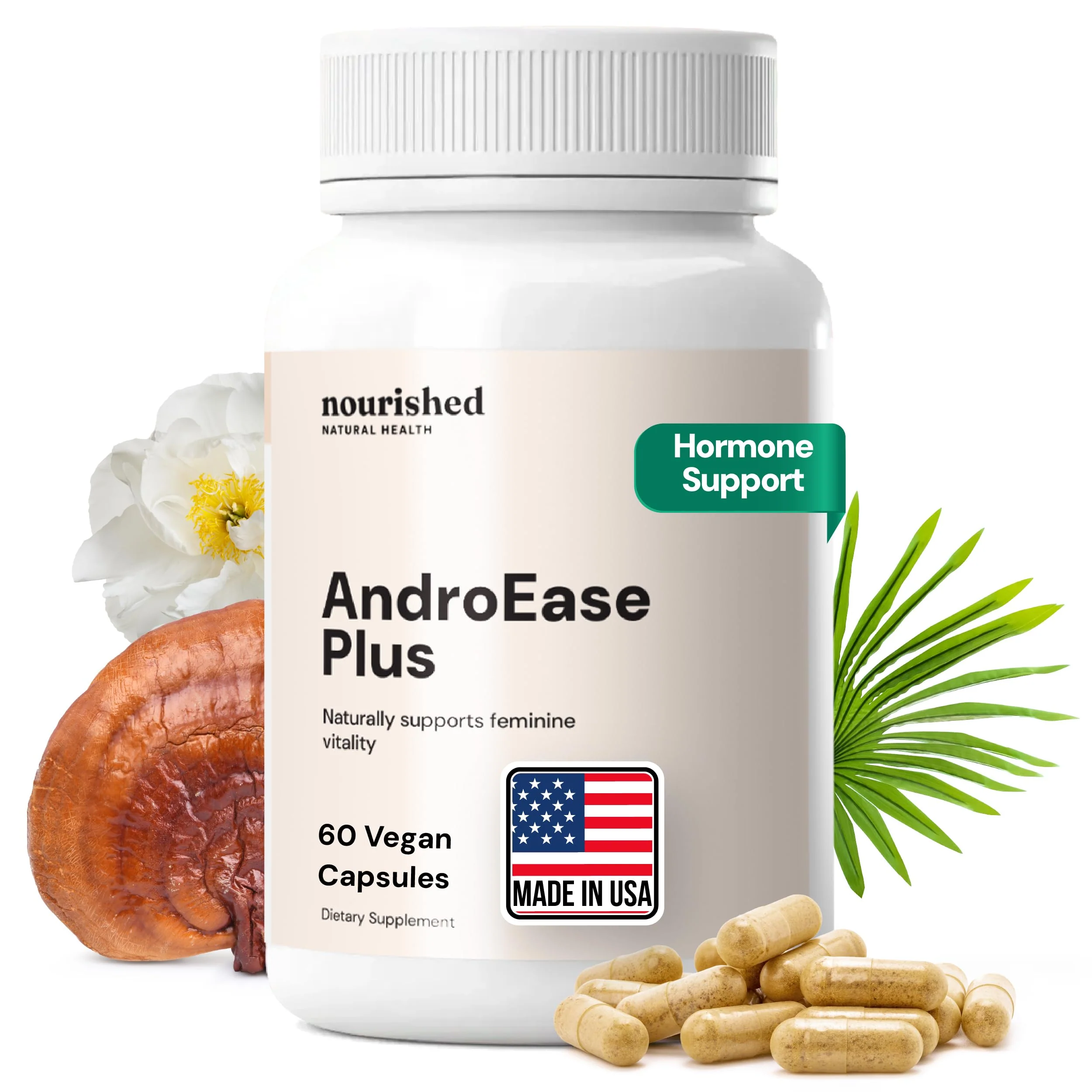 Nourished AndroEase Plus – Vegan Hormone Balance for Women | Zinc, Reishi, Green Tea - Image 10