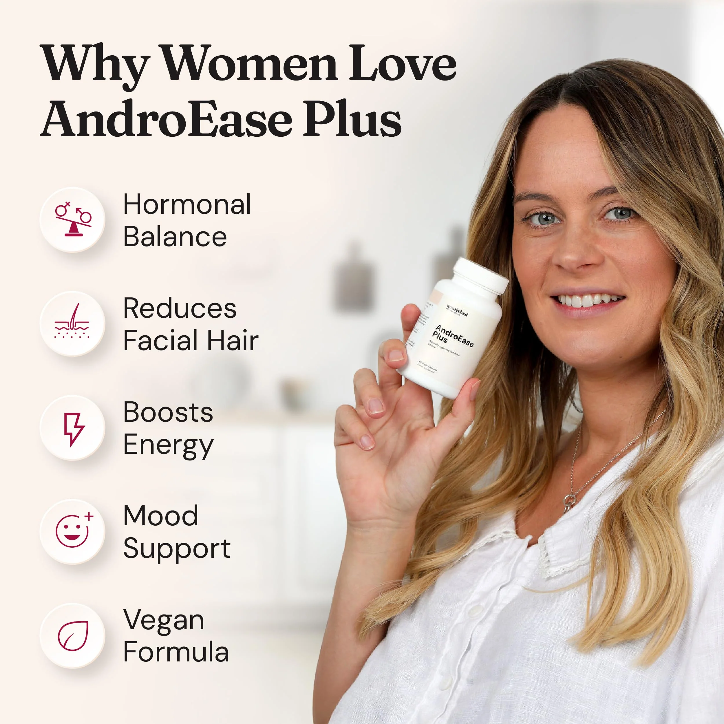 Nourished AndroEase Plus – Vegan Hormone Balance for Women | Zinc, Reishi, Green Tea - Image 8