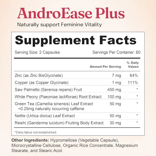 Nourished AndroEase Plus – Vegan Hormone Balance for Women | Zinc, Reishi, Green Tea - Image 9