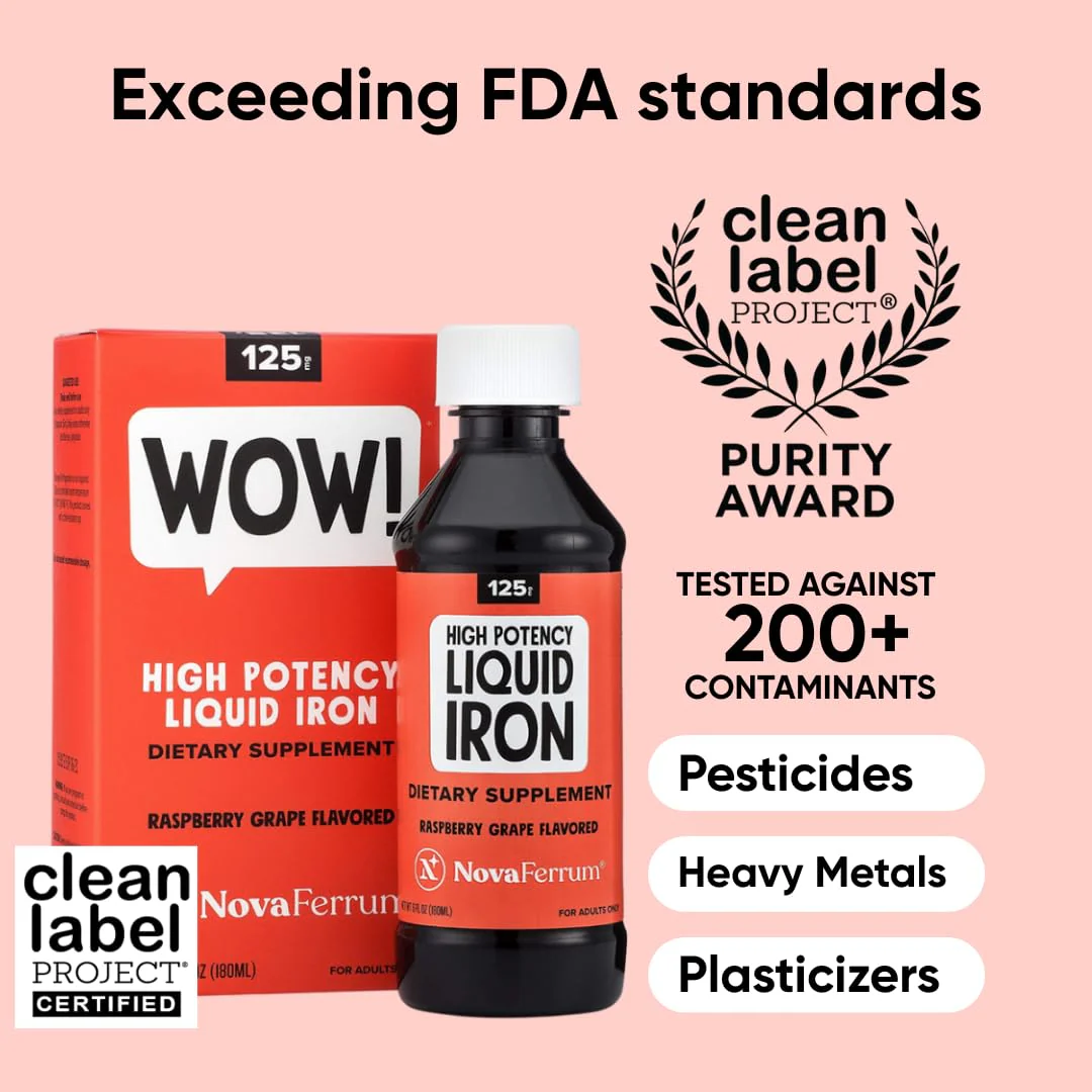 NovaFerrum Wow 125 mg/5 mL High Potency Liquid Iron for Adults | Vegan, Gluten Free, Sugar Free - Image 2