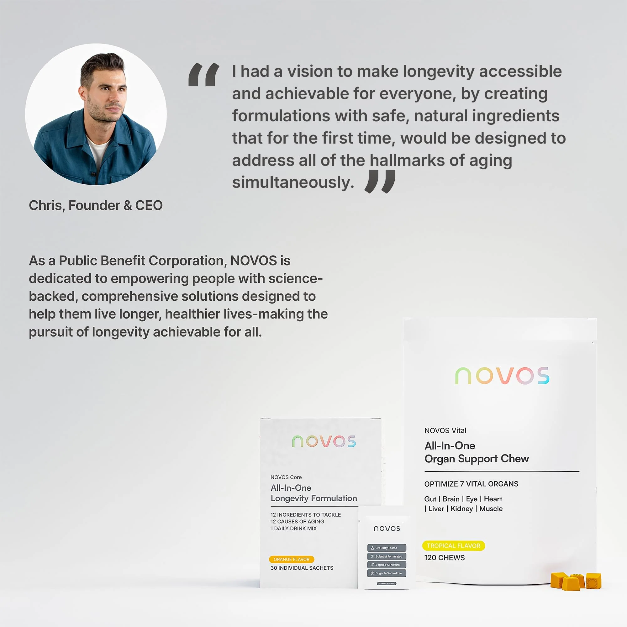 NOVOS Core Longevity Mix - Orange Flavor Powder for Skin, Energy, Mood & Cognition - 30 Servings - Image 14