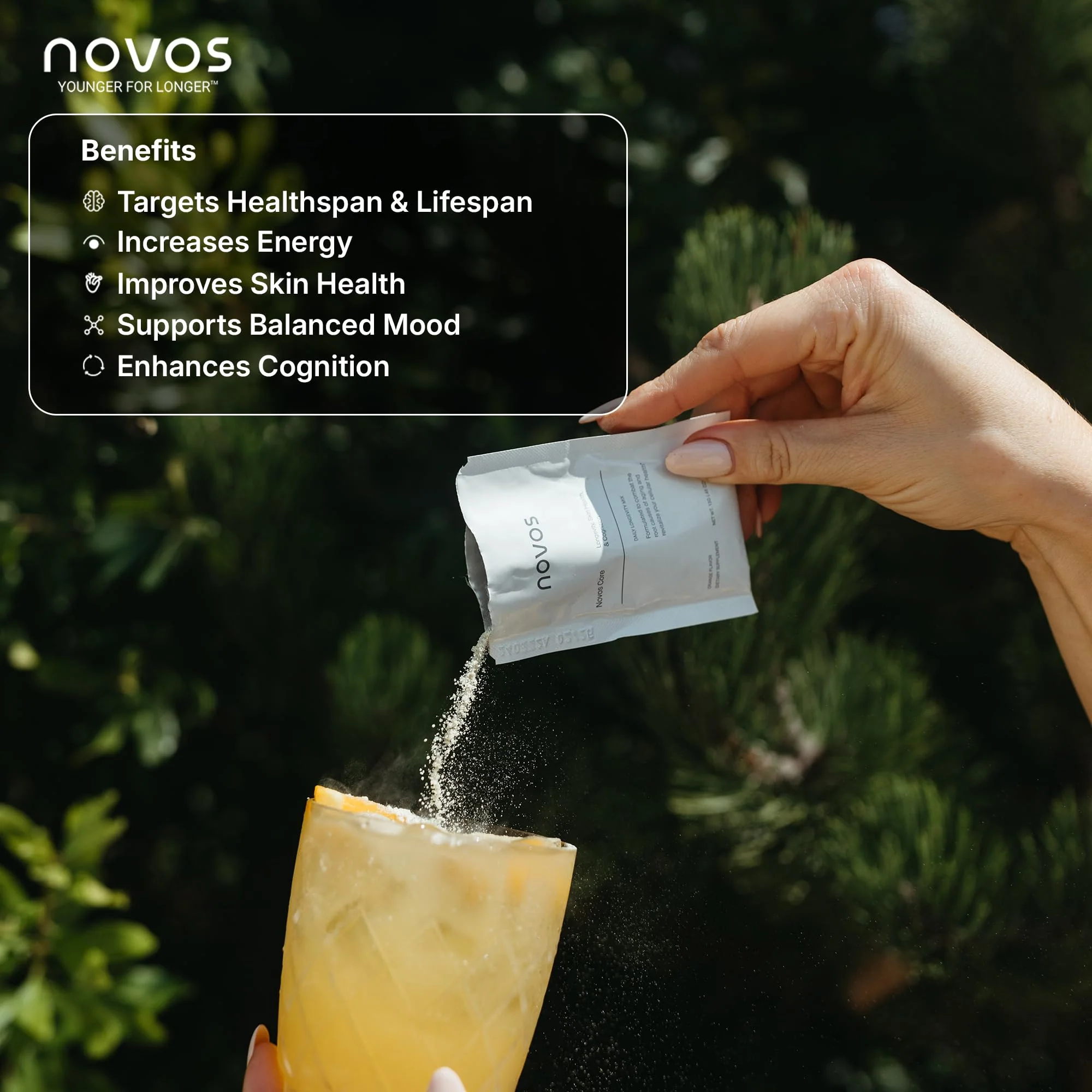 NOVOS Core Longevity Mix - Orange Flavor Powder for Skin, Energy, Mood & Cognition - 30 Servings - Image 2