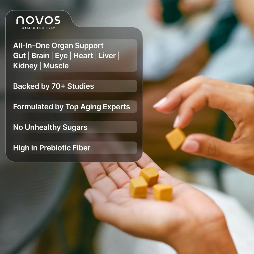 NOVOS Vital Nutritional Supplement Chews – Organ, Brain, Eye & Heart Support (120 Count) | Nattokinase, Lutein, Inulin, Rutin | Tropical Flavor - Image 3