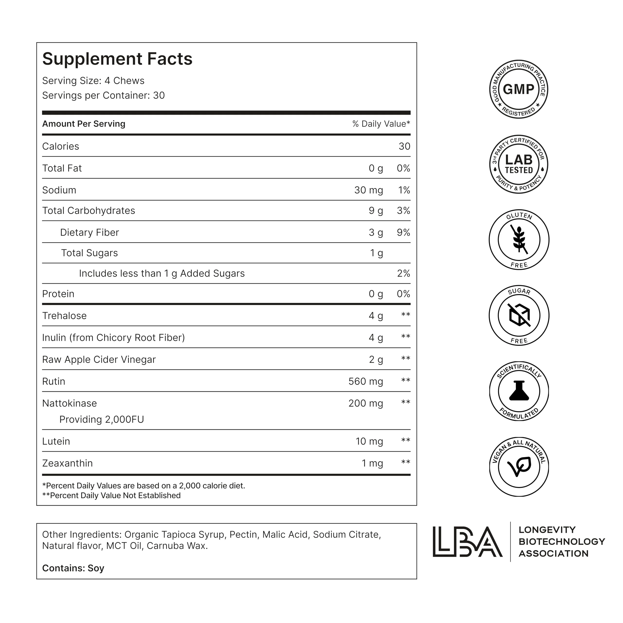 NOVOS Vital Nutritional Supplement Chews – Organ, Brain, Eye & Heart Support (120 Count) | Nattokinase, Lutein, Inulin, Rutin | Tropical Flavor - Image 5