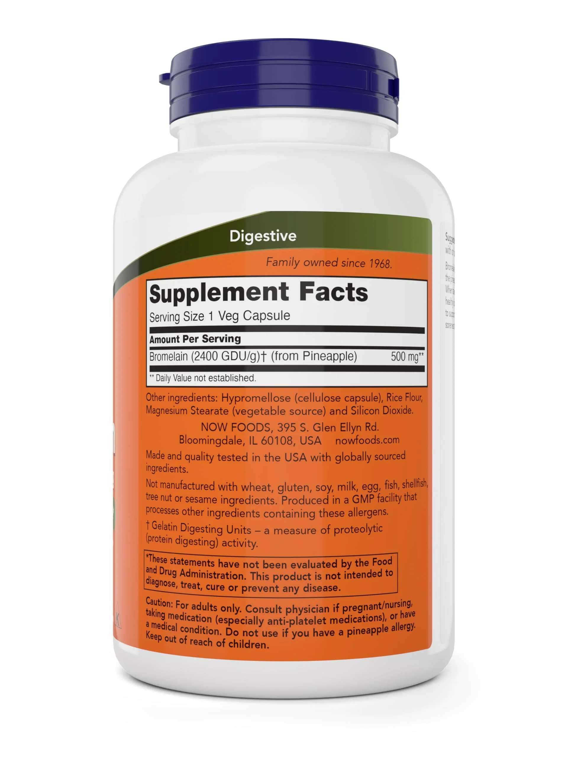 Now Bromelain 500 mg – 200 Veg Capsules (Pack of 2) Non-GMO, Vegan | Now Foods - Image 2