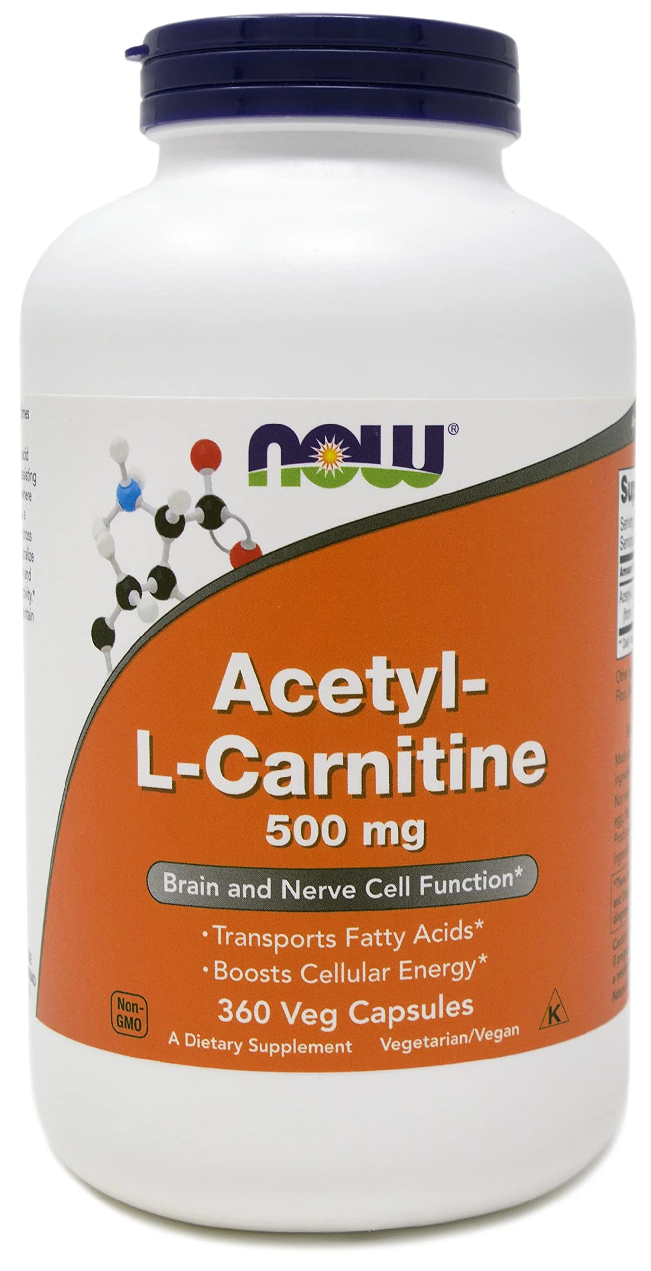 NOW Foods Acetyl-L-Carnitine 500 mg - 360 Veg Capsules | Non-GMO, Kosher, Dairy-Free - Image 8