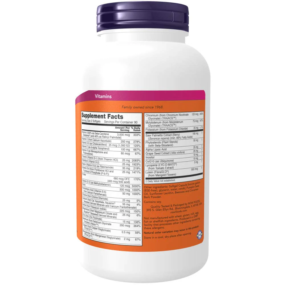 NOW Foods Adam Men's Multivitamin Softgels - 180 Count | Daily Multivitamin for Men - Image 11