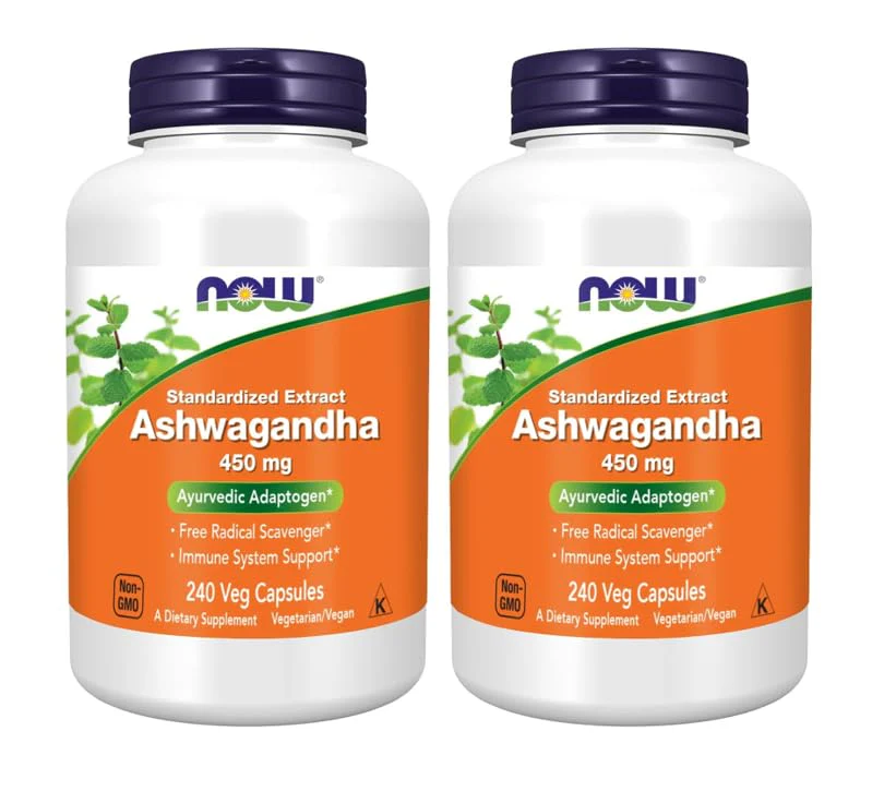 NOW Foods Ashwagandha Extract 450 mg – Vegan, Kosher, Non-GMO | 480 Veg Capsules (Pack of 2)