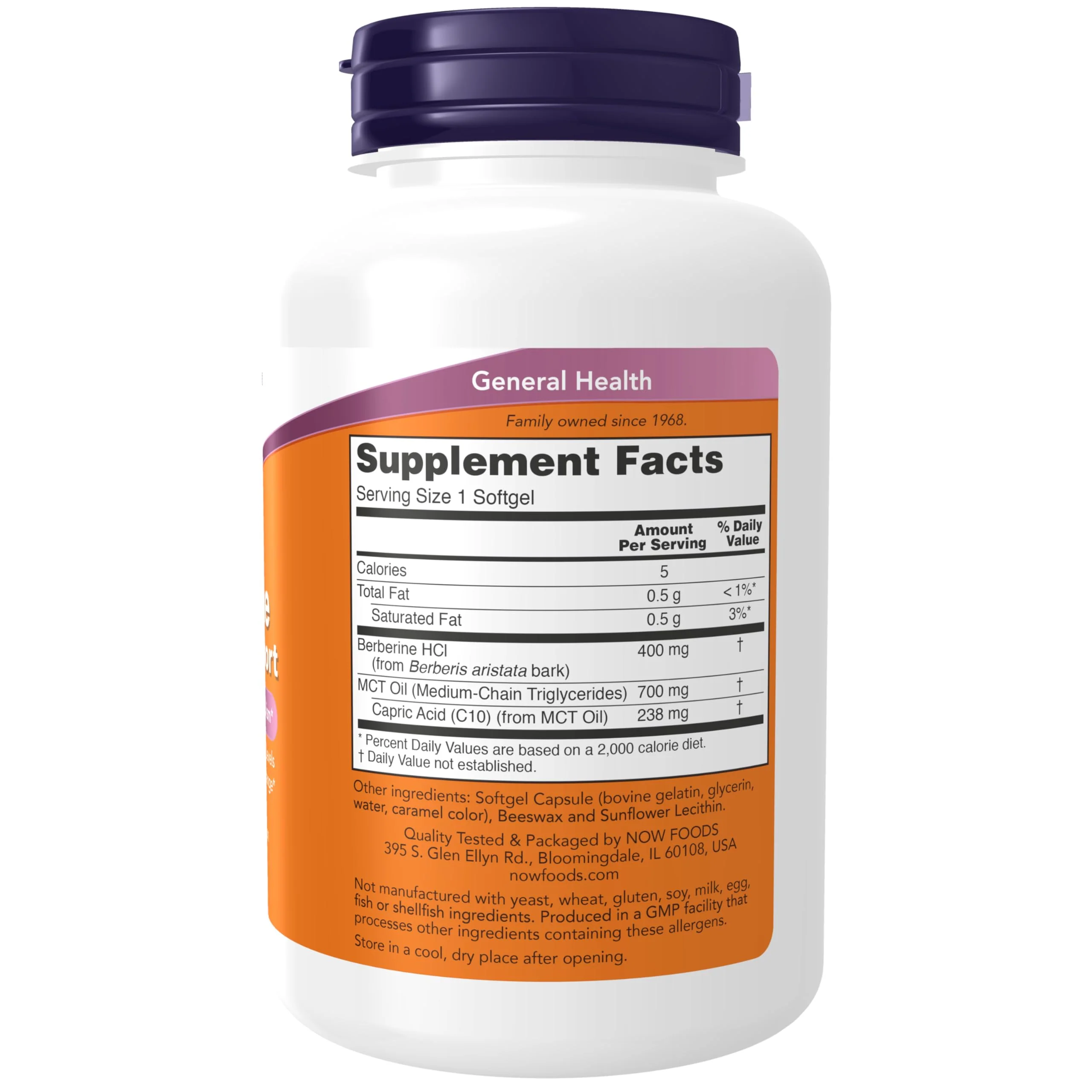 NOW Foods Berberine Glucose Support with MCT Oil - 90 Softgels - Image 2