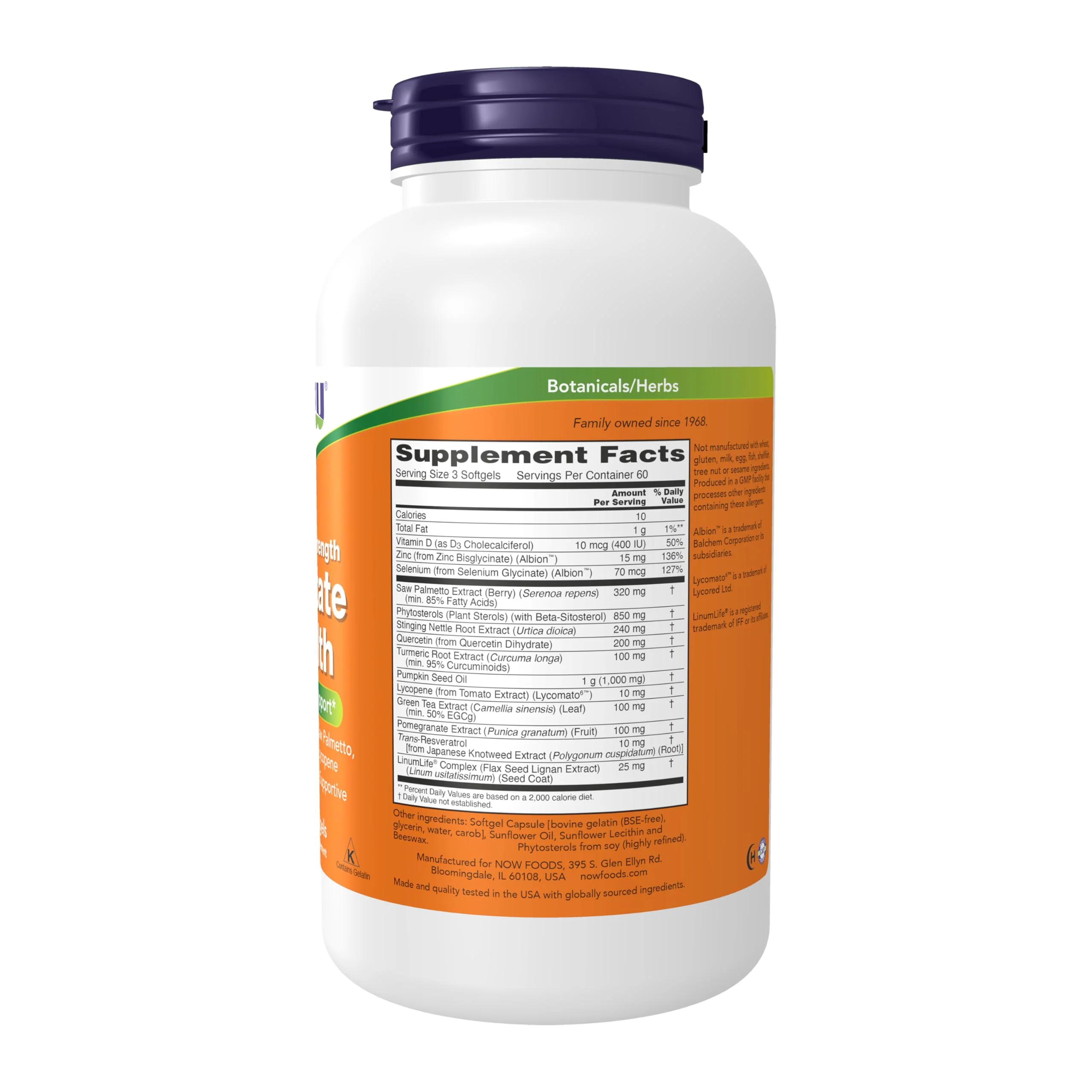 NOW Foods Clinical Strength Prostate Health - Saw Palmetto, Beta-Sitosterol & Lycopene, 180 Softgels - Image 9