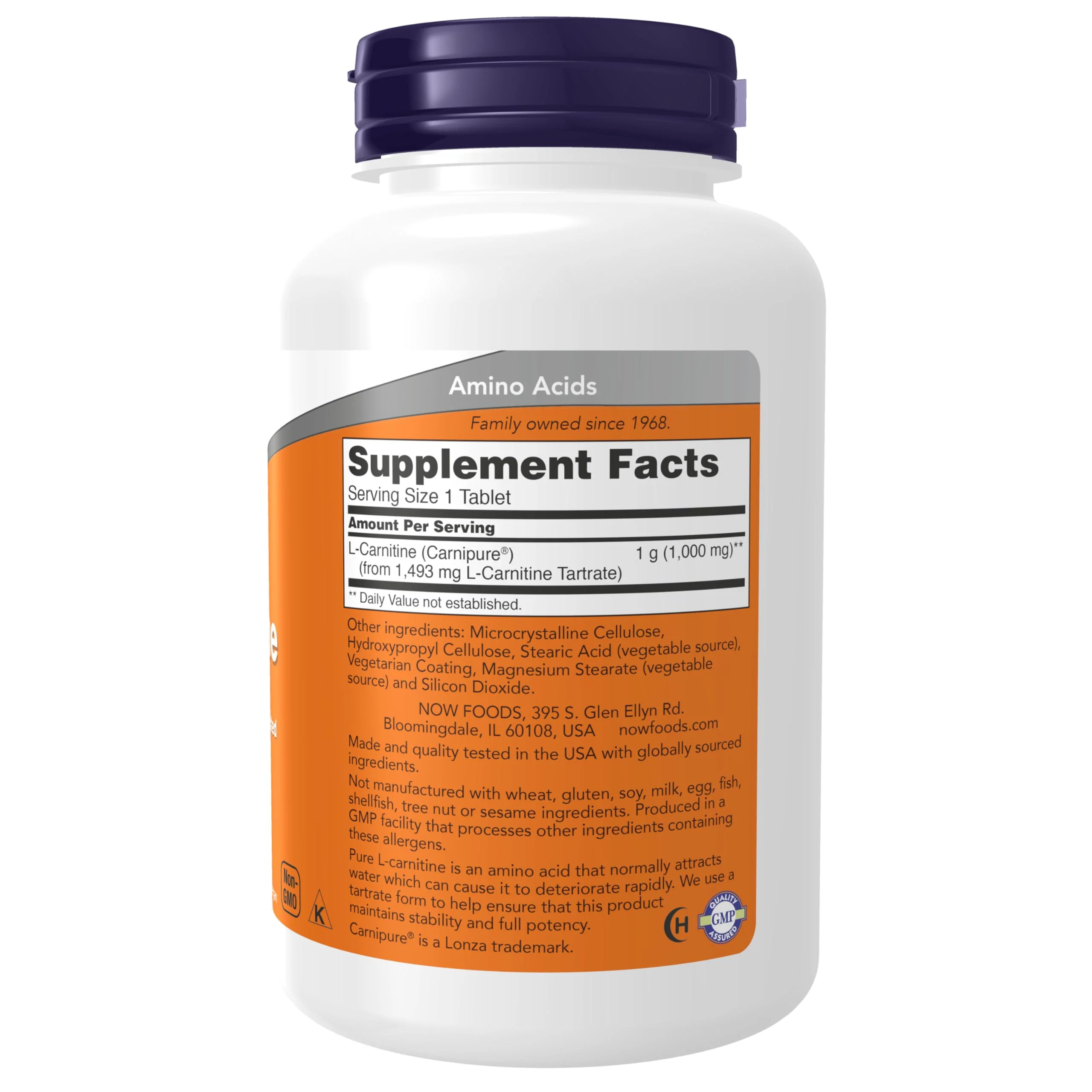 NOW Foods L-Carnitine 1,000 mg – Purest Form, Fitness Support, 100 Tablets - Image 2
