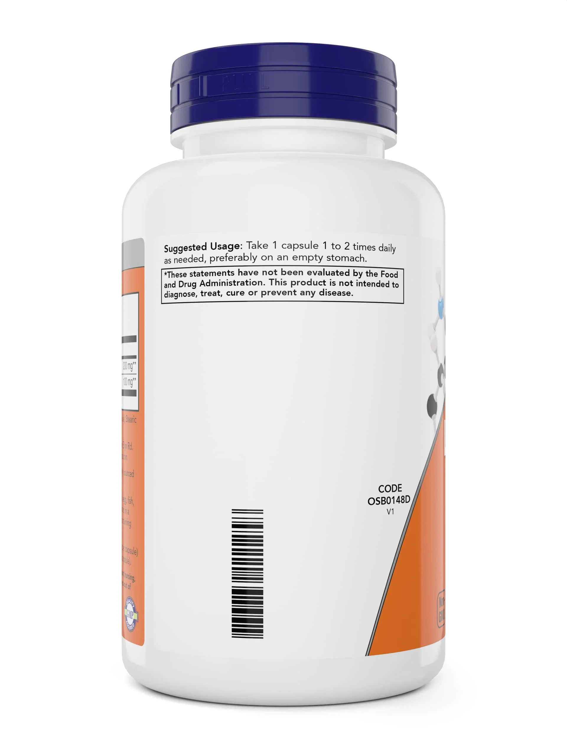 NOW Foods L-Theanine 200 mg Double Strength - 180 Vegan Capsules with Inositol - Image 3