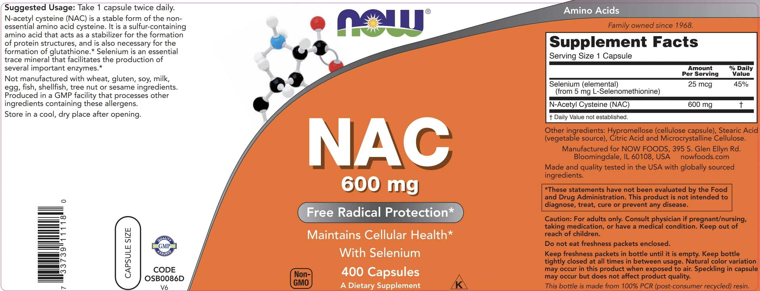 NOW Foods NAC 600 mg with Selenium - 400 Capsules | N-Acetyl Cysteine Supplement - Image 4