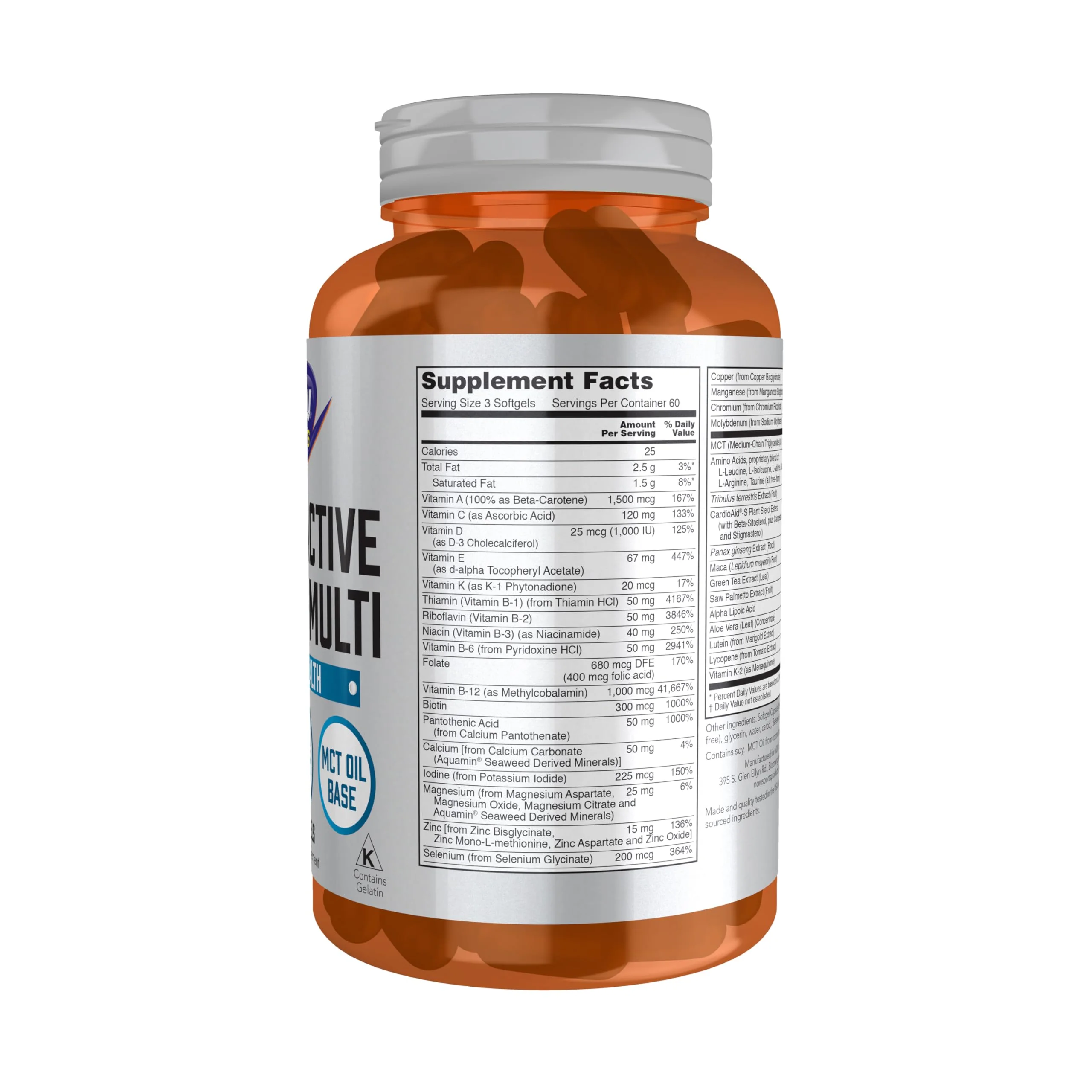 NOW Foods Sports Nutrition: Men's Extreme Sports Multi (180 Softgels) with Free-Form Aminos, ZMA, Tribulus - Image 2