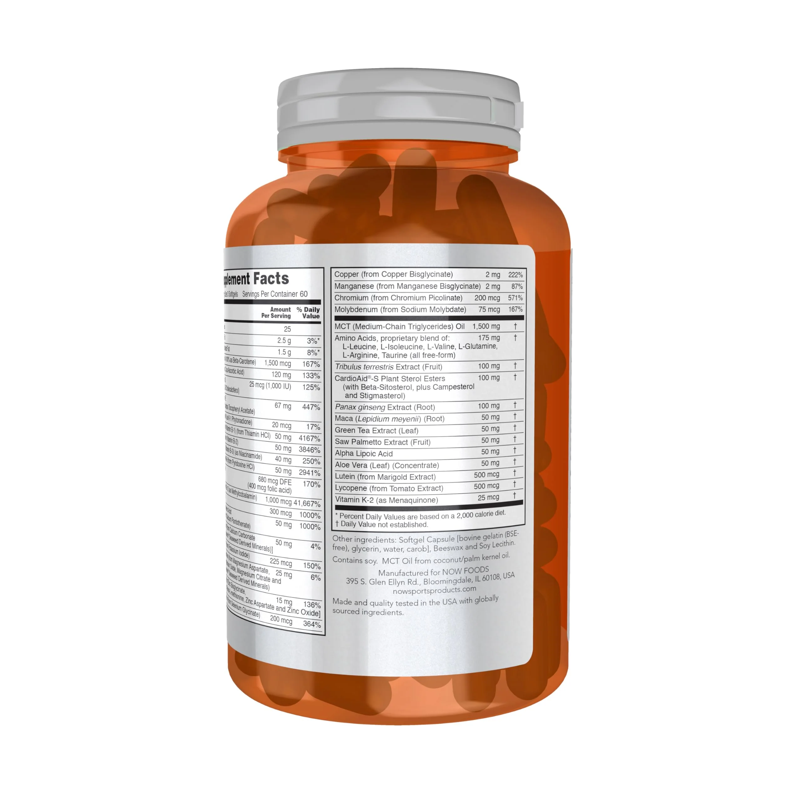 NOW Foods Sports Nutrition: Men's Extreme Sports Multi (180 Softgels) with Free-Form Aminos, ZMA, Tribulus - Image 3