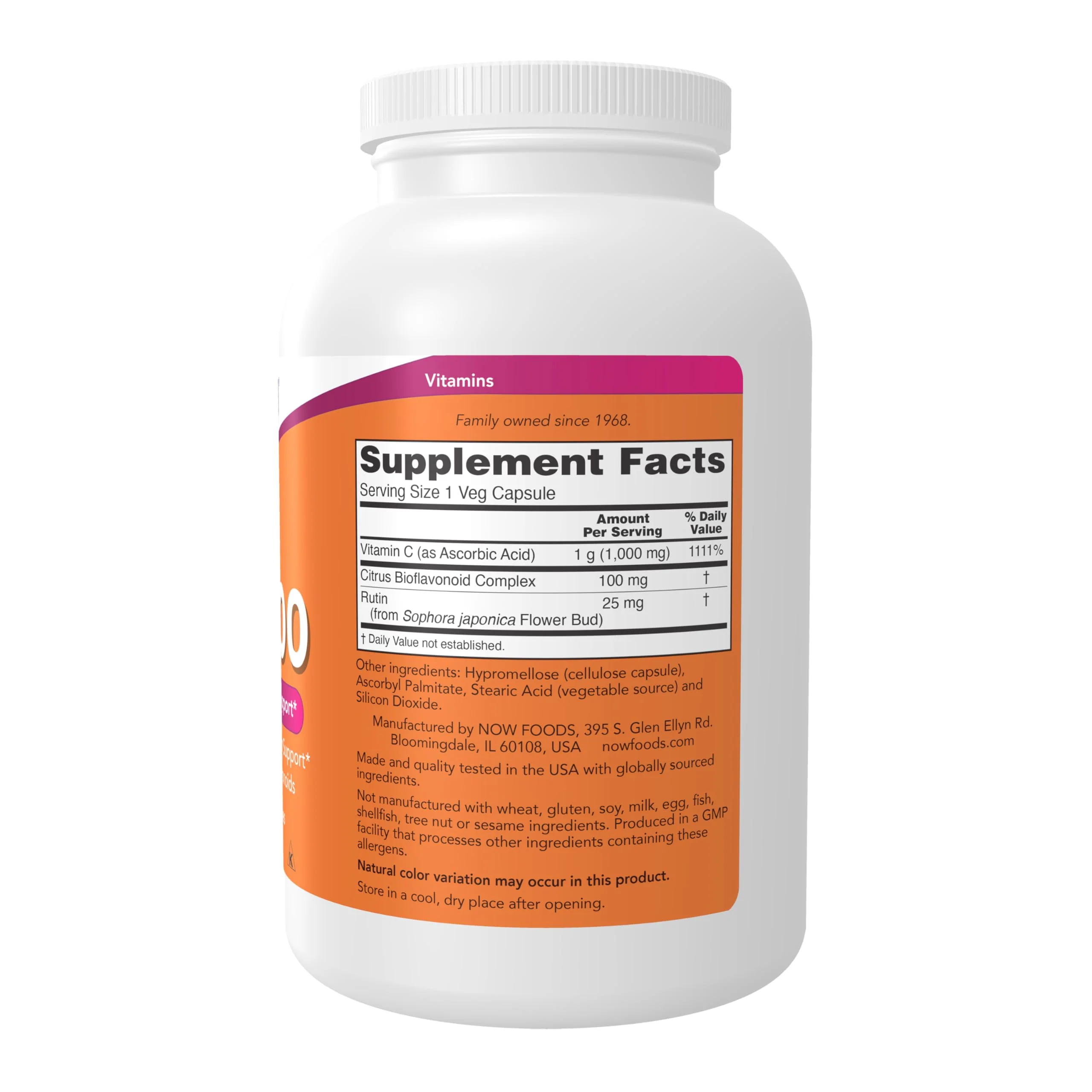 NOW Foods Vitamin C-1000 with Bioflavonoids - 500 Veg Capsules - Image 2