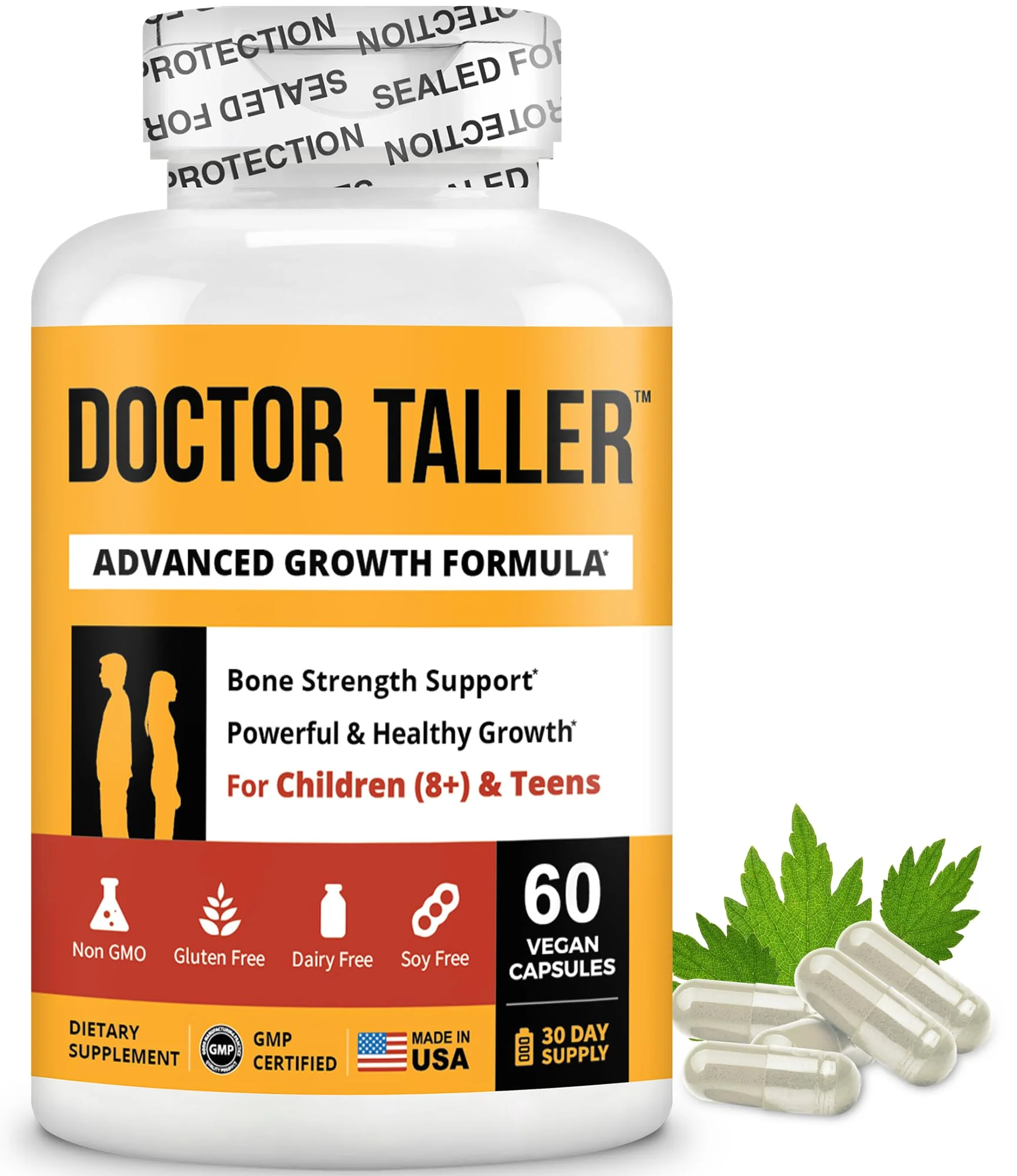 NuBest Doctor Taller Bone Strength Supports for Kids 8+ | Calcium, D3, K2, Amino Acids & Herbal Blend — 60 Vegan Capsules - Image 9