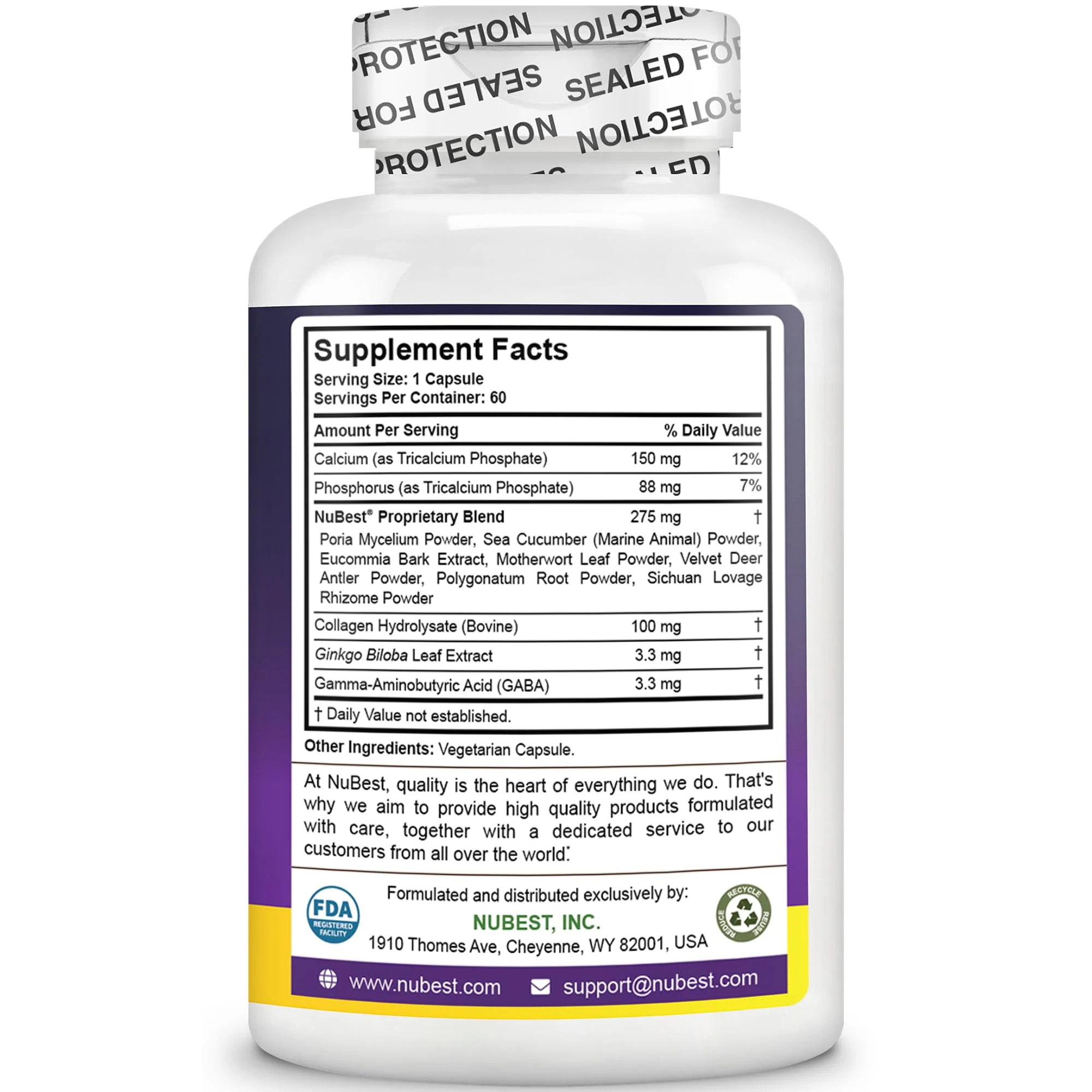 NuBest Tall: Bone Strength, Immunity & Growth for Ages 5+ | Calcium, Collagen & Herbs | 60 Capsules - Image 9