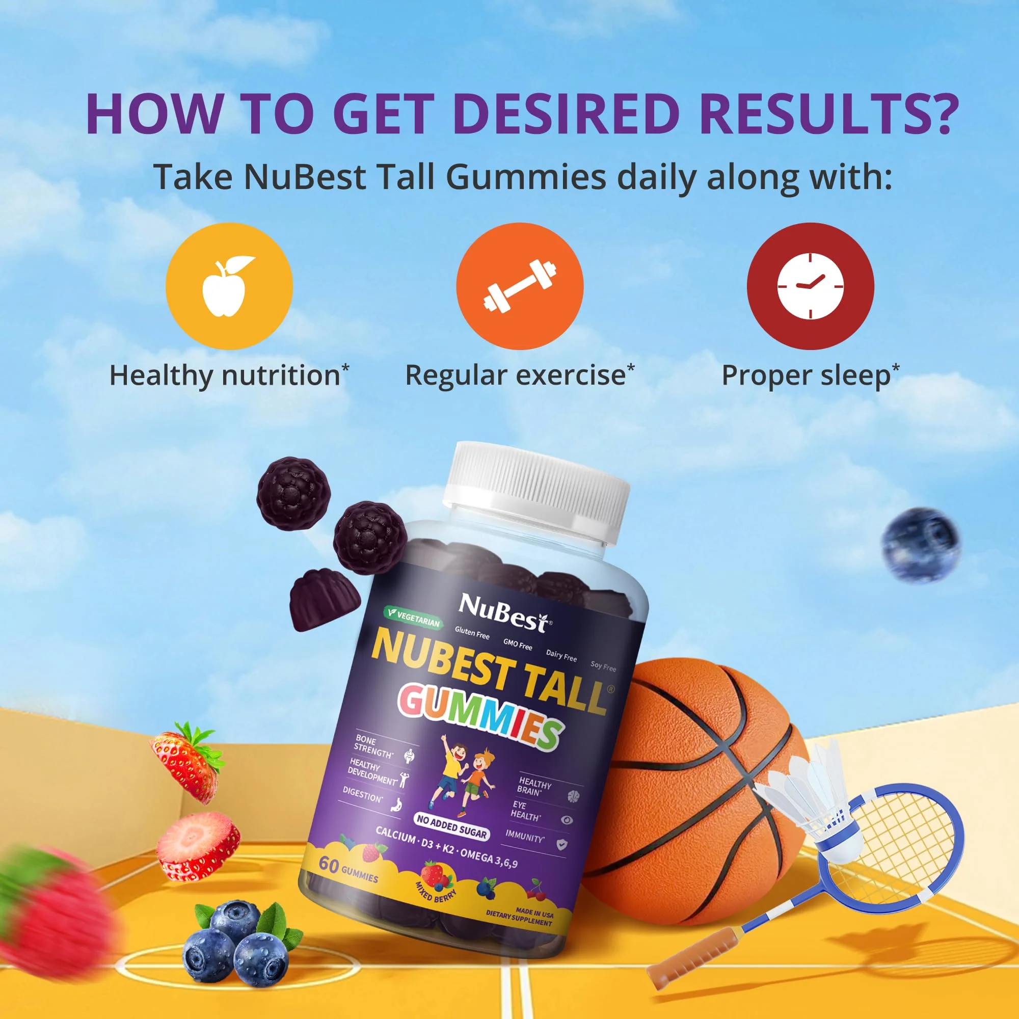 NuBest Tall Gummies for Kids & Teens | Bone Strength, Immunity, Digestive Health | 20+ Vitamins, No Added Sugar - Image 8