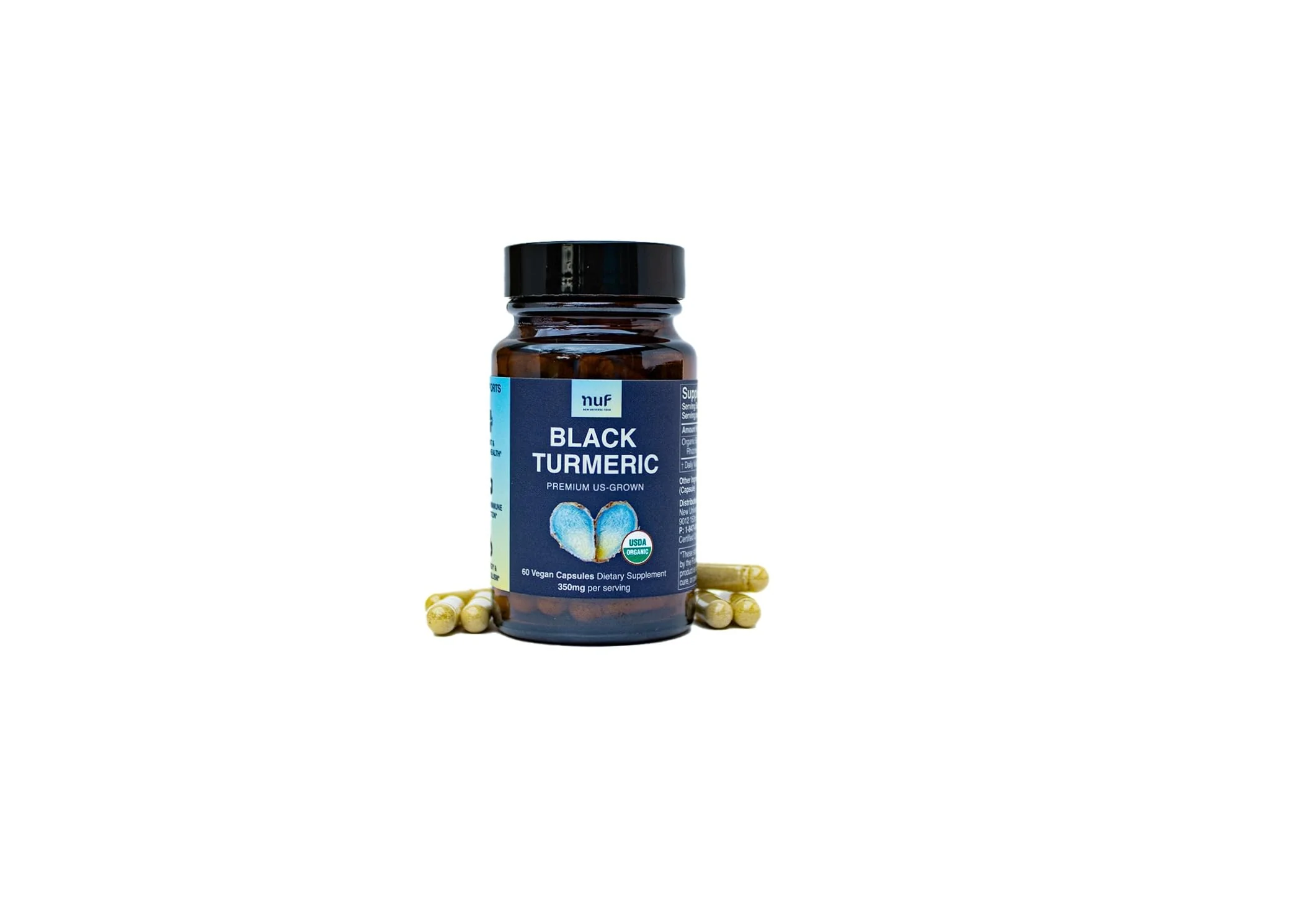 NUF Organic Black Turmeric 350mg Capsules – US Grown, Vegan, Gluten Free, Non-GMO - Image 13