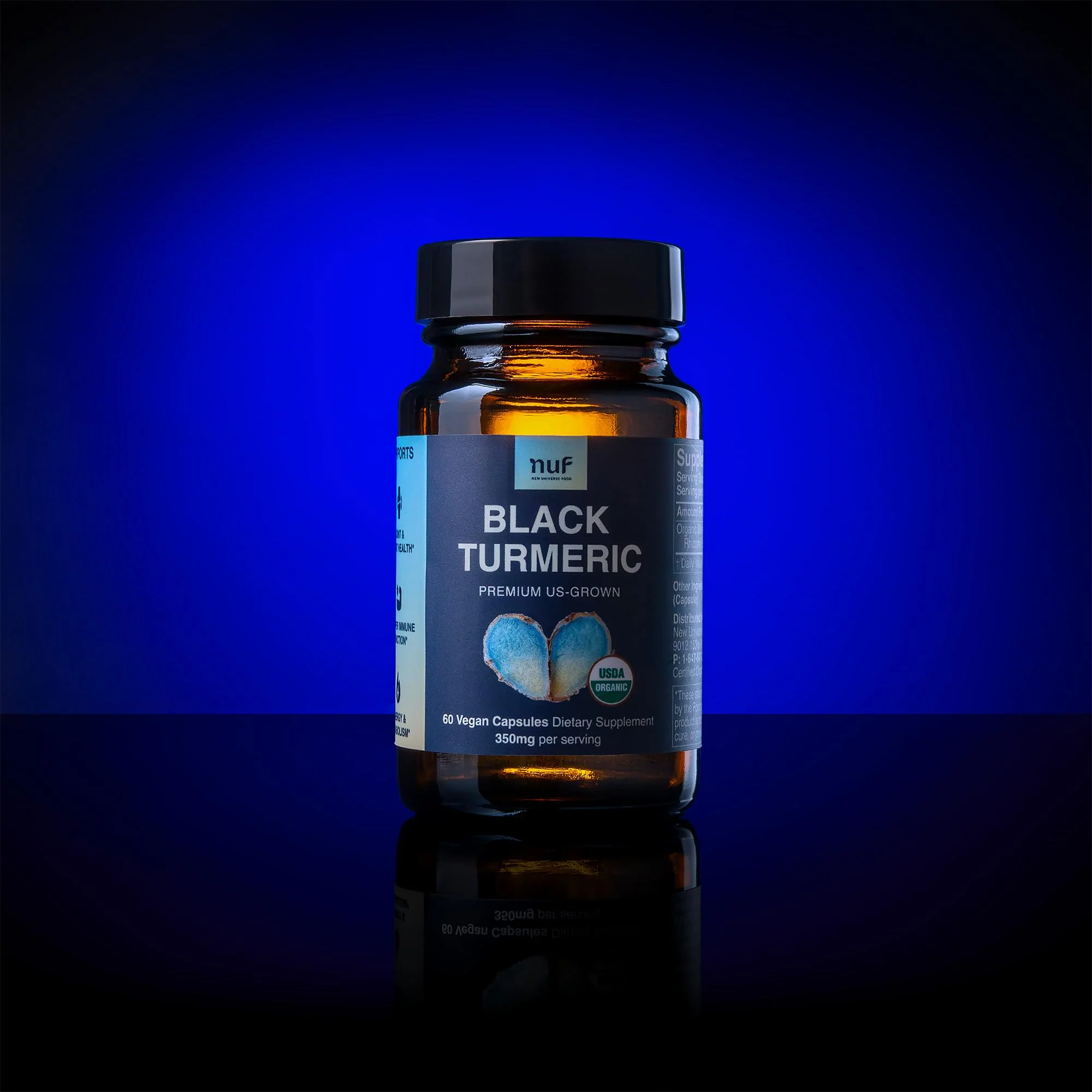 NUF Organic Black Turmeric 350mg Capsules – US Grown, Vegan, Gluten Free, Non-GMO - Image 4