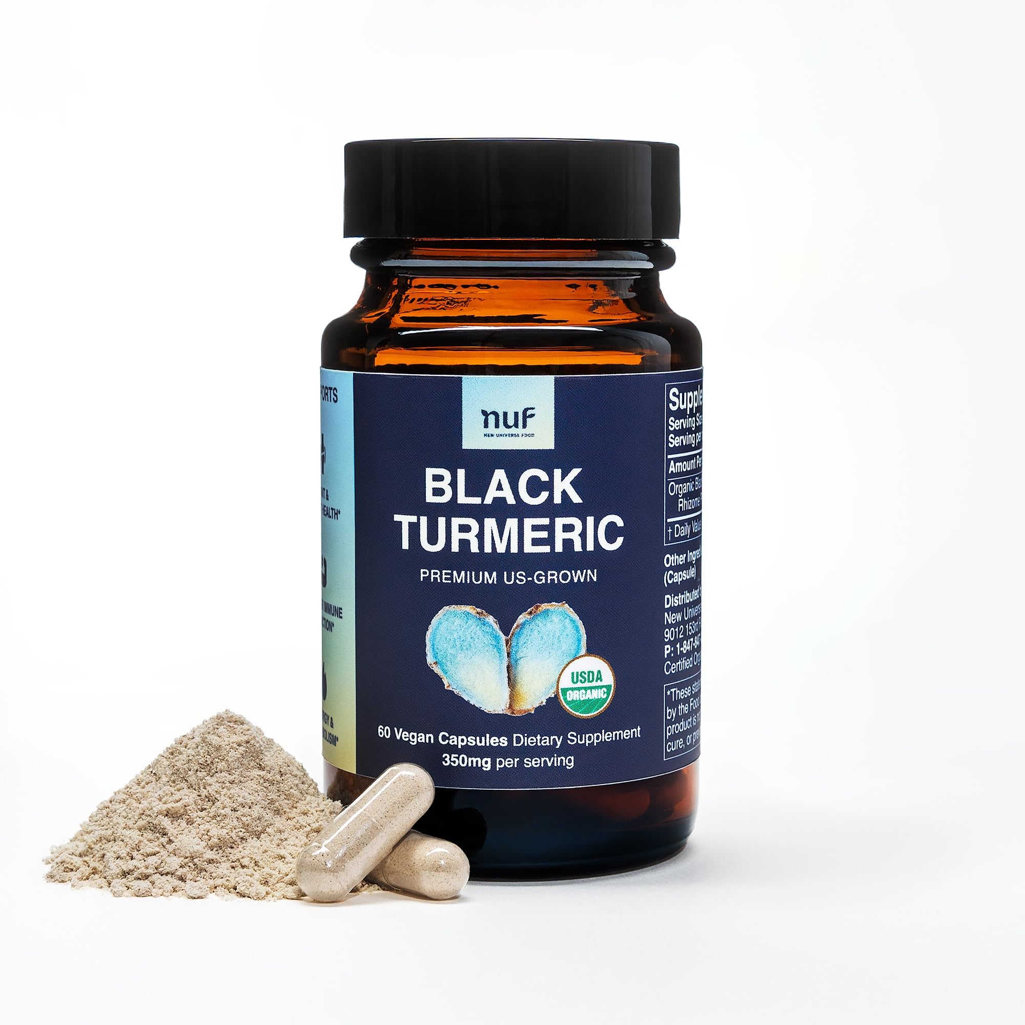 NUF Organic Black Turmeric 350mg Capsules – US Grown, Vegan, Gluten Free, Non-GMO - Image 7