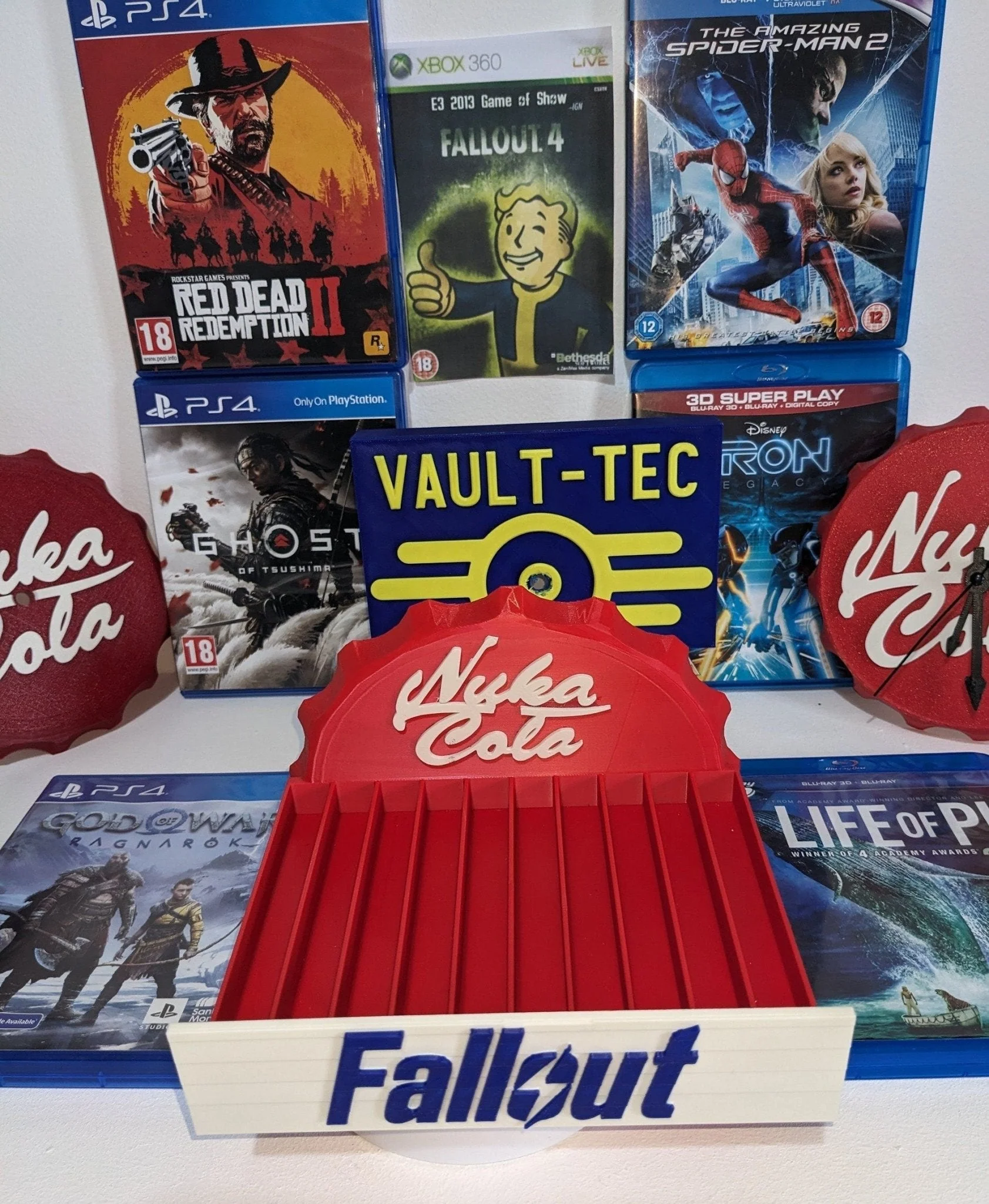 Nuka Cola Video game holder Fallout, Xbox one 360 Playstation 2 Ps 3 4 5 Sega Saturn Game Cube Wii DVD Blu Ray - Image 5