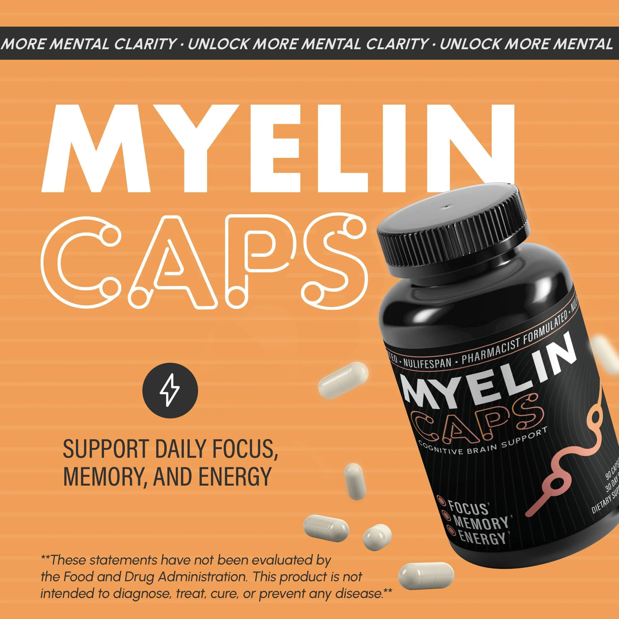 Nulifespan Myelin Caps | Brain Health & Focus Supplement (90 Capsules) - Image 2