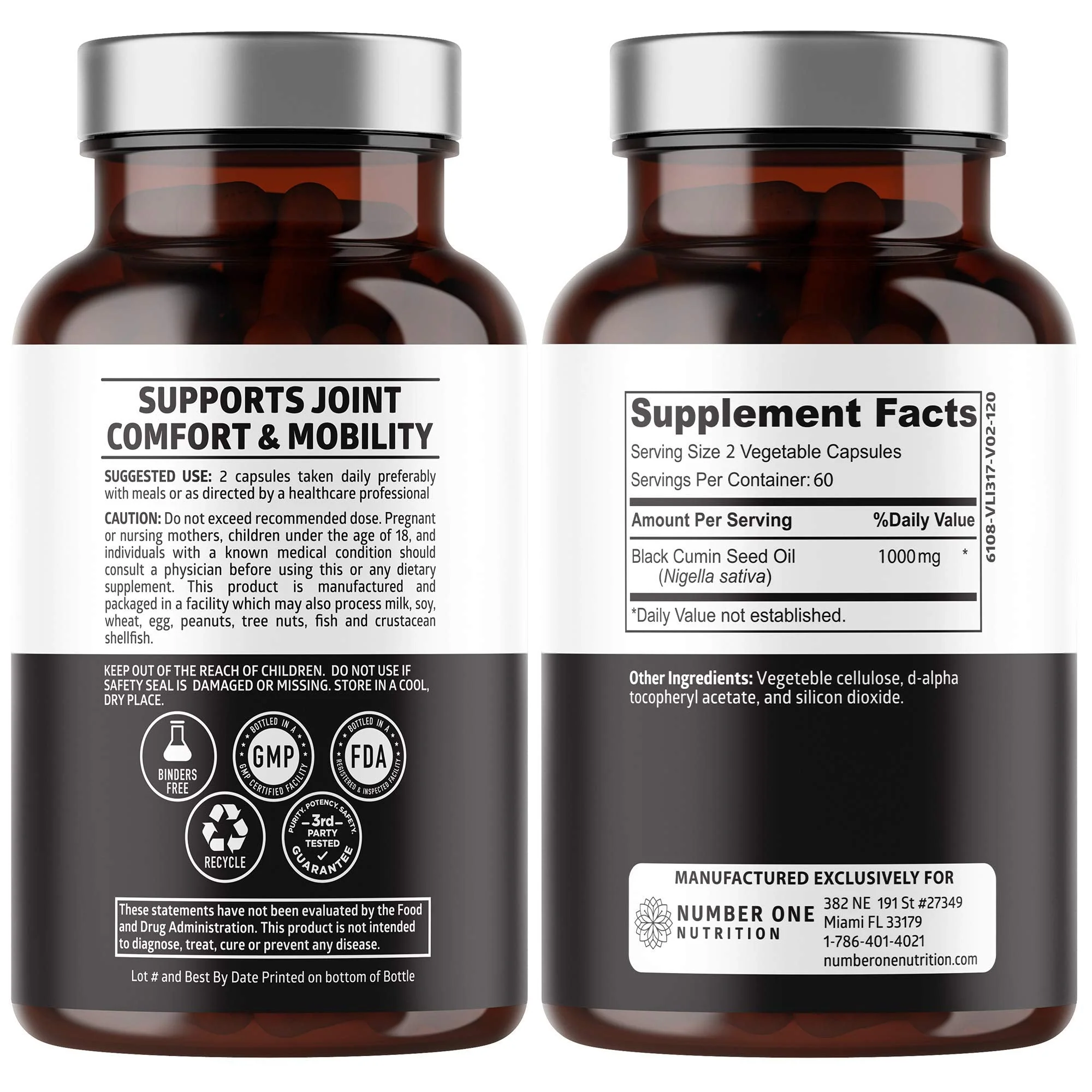 Number One Nutrition N1N Premium Black Seed Oil 1000 mg | Cold-Pressed Nigella Sativa | 120 Caps (Pack of 2) - Image 2