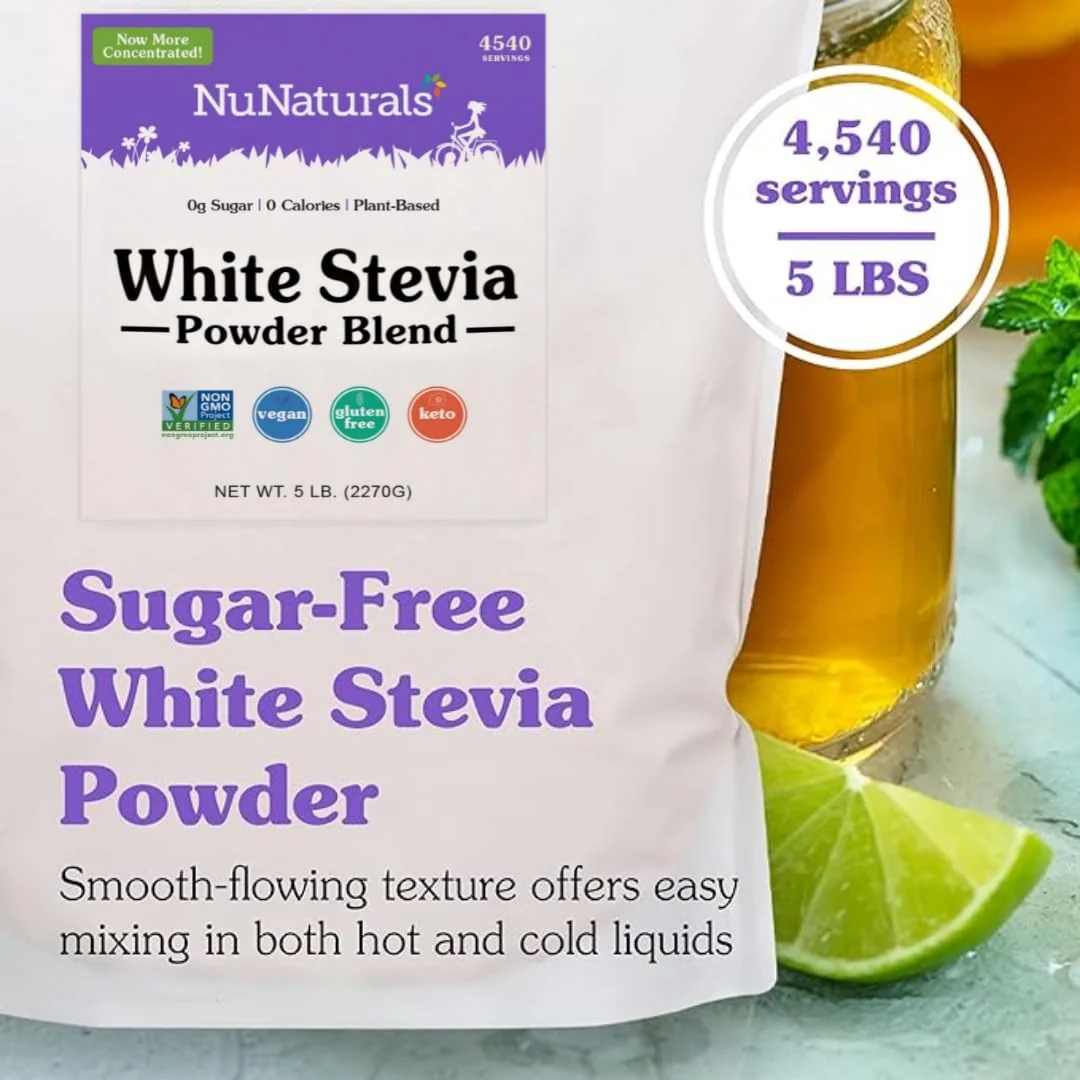 NuNaturals White Stevia Powder Blend – Zero-Calorie Plant-Based Sweetener, 5 lbs - Image 12