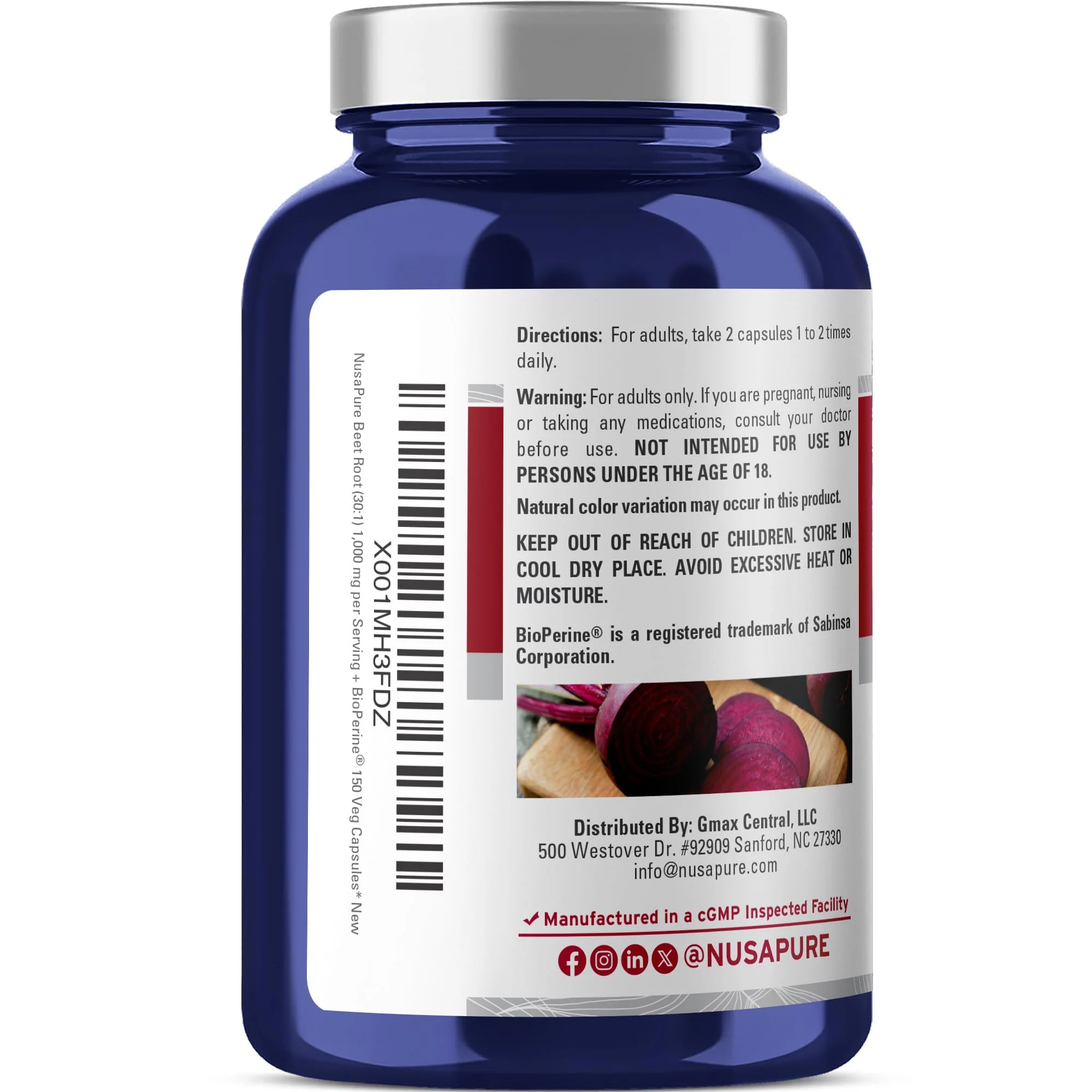 NusaPure Beet Root 30:1 Extract – 1000 mg per Serving, 150 Veggie Caps, Bioperine - Image 12