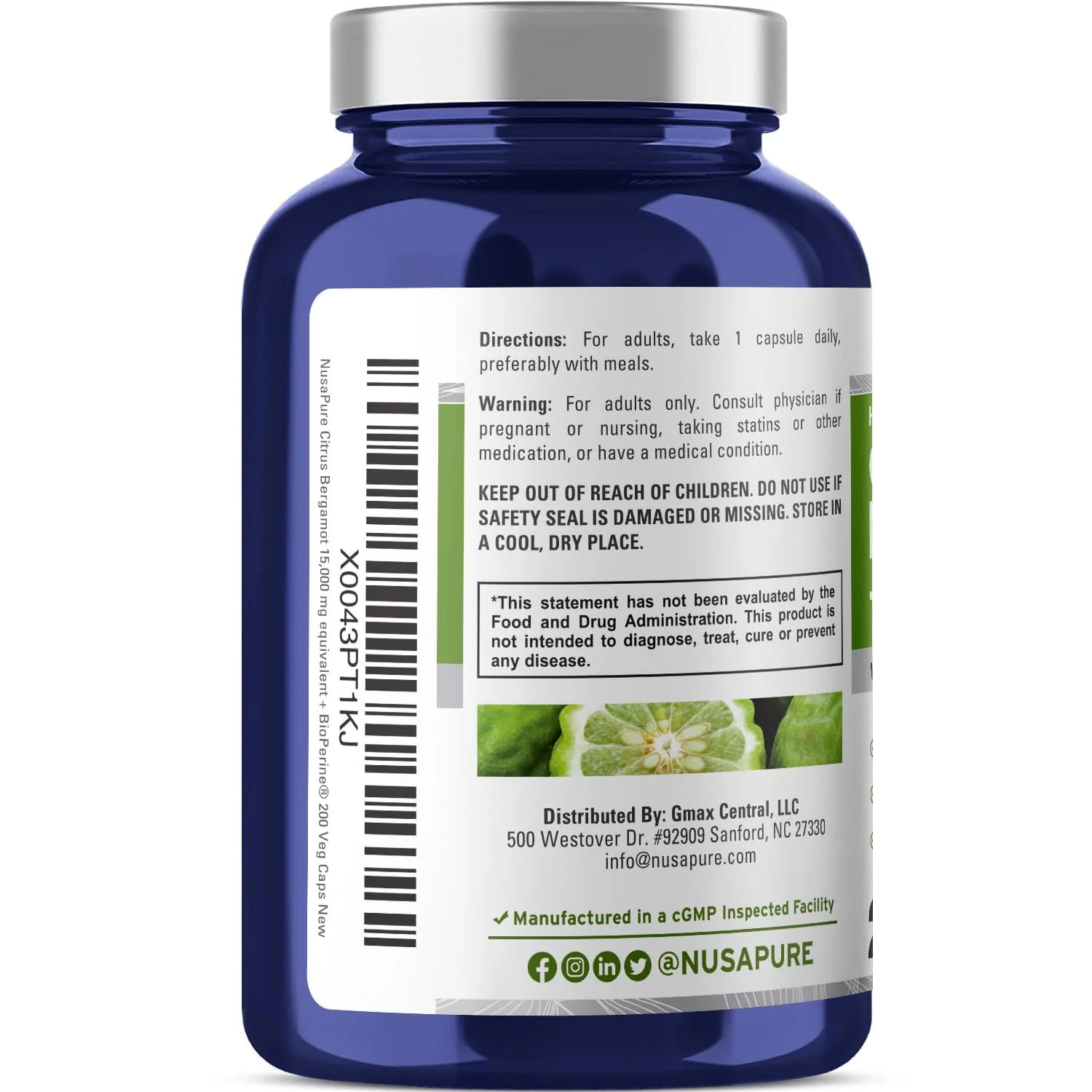 NusaPure Citrus Bergamot Capsules 15,000mg – 200 Servings (Pack of 2) - Image 3