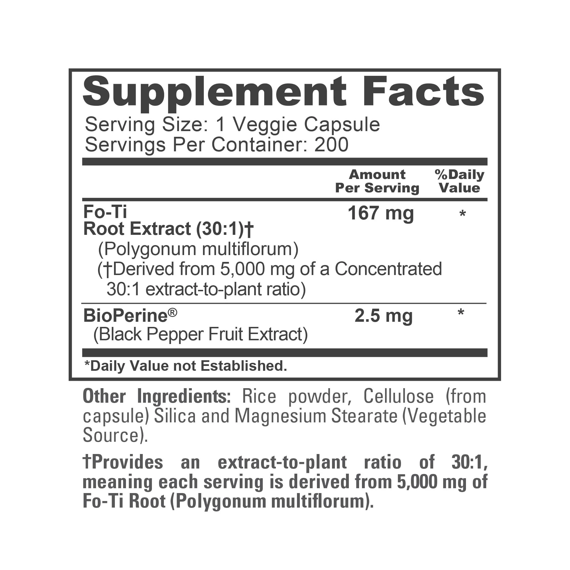NusaPure Fo-Ti 30:1 Extract – 167 mg per Veg Cap (5000 mg), 200 Caps, Non-GMO, Vegan, Bioperine | Pack of 2 - Image 5